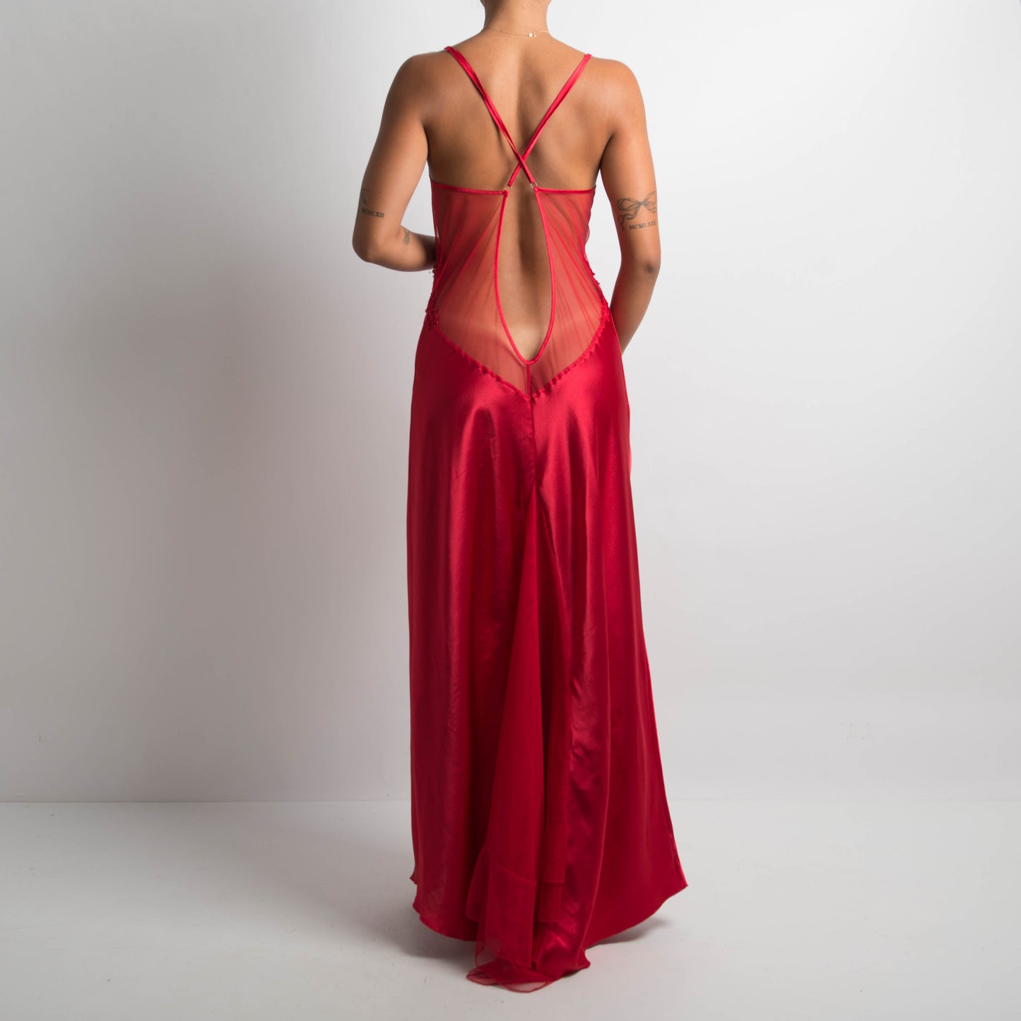 RED SATIN MAXI DRESS