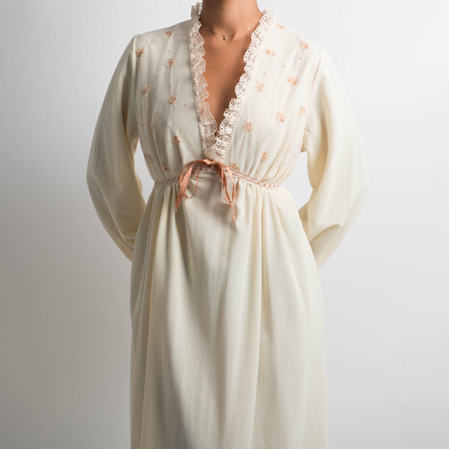 CREAM LONG SLEEVE MAXI DRESS