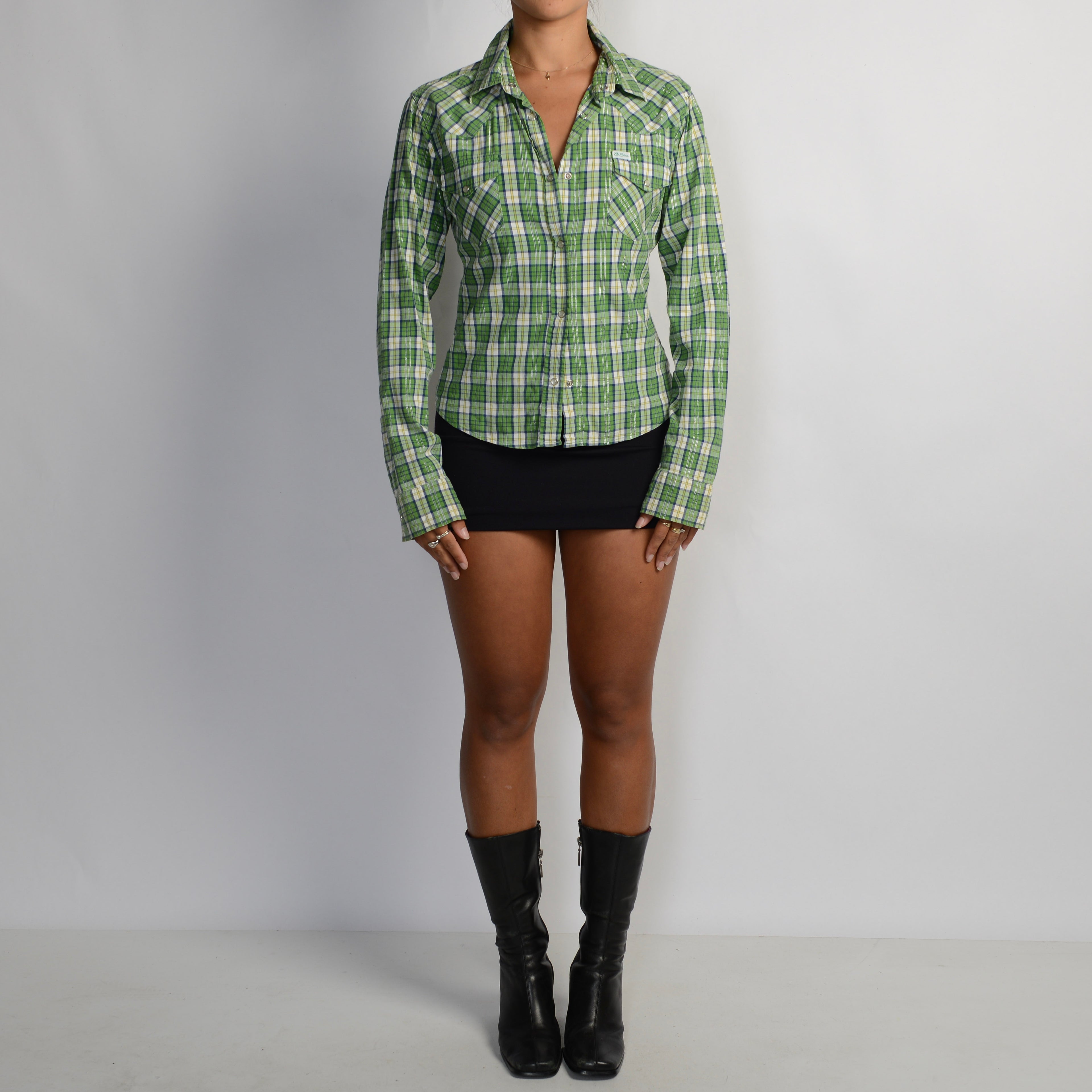 GREEN PLAID BLOUSE