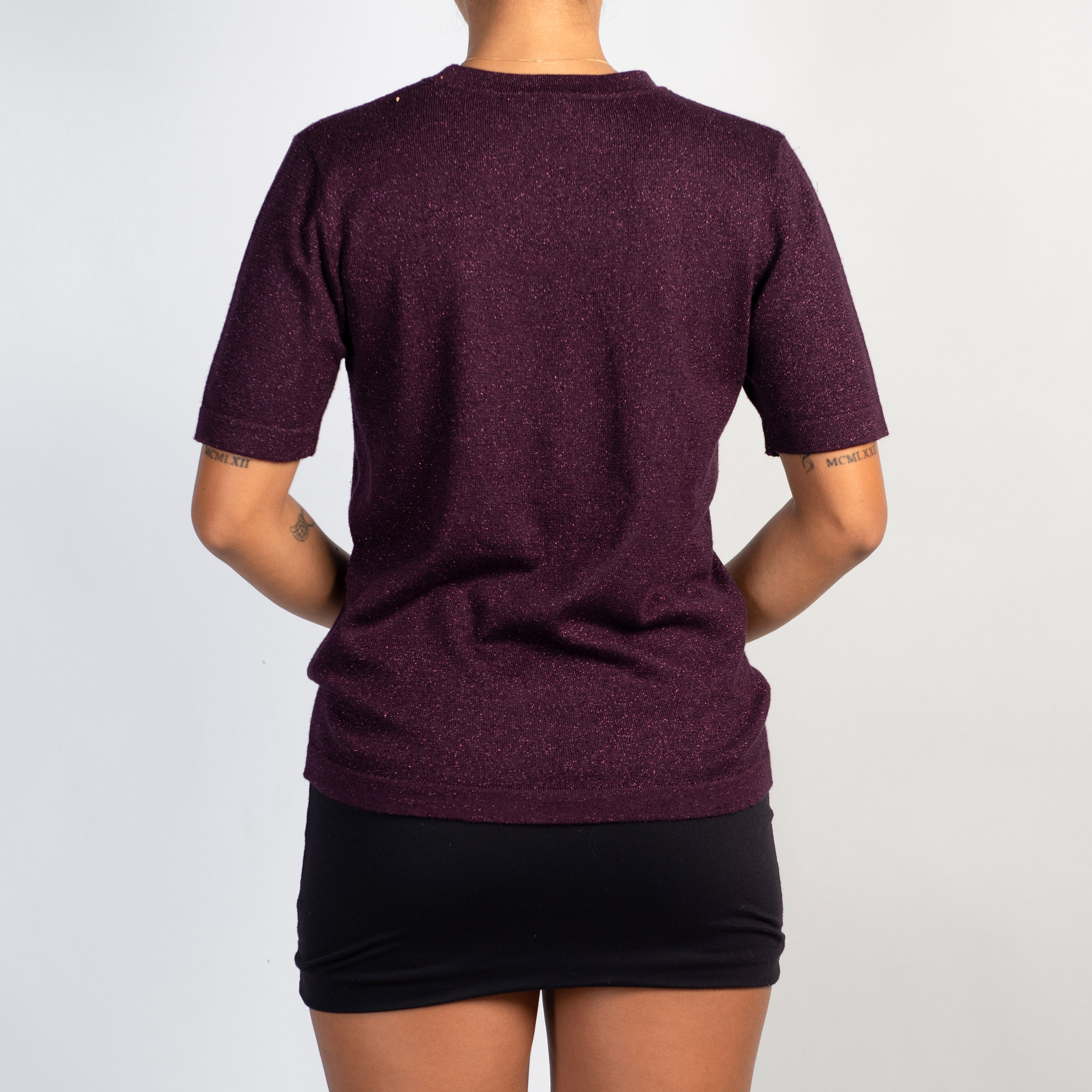 PLUM METALLIC KNIT TOP
