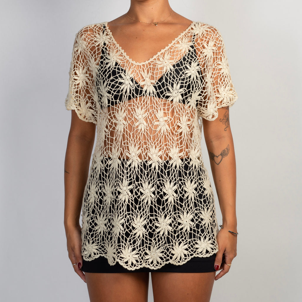 CREAM CROCHET TOP
