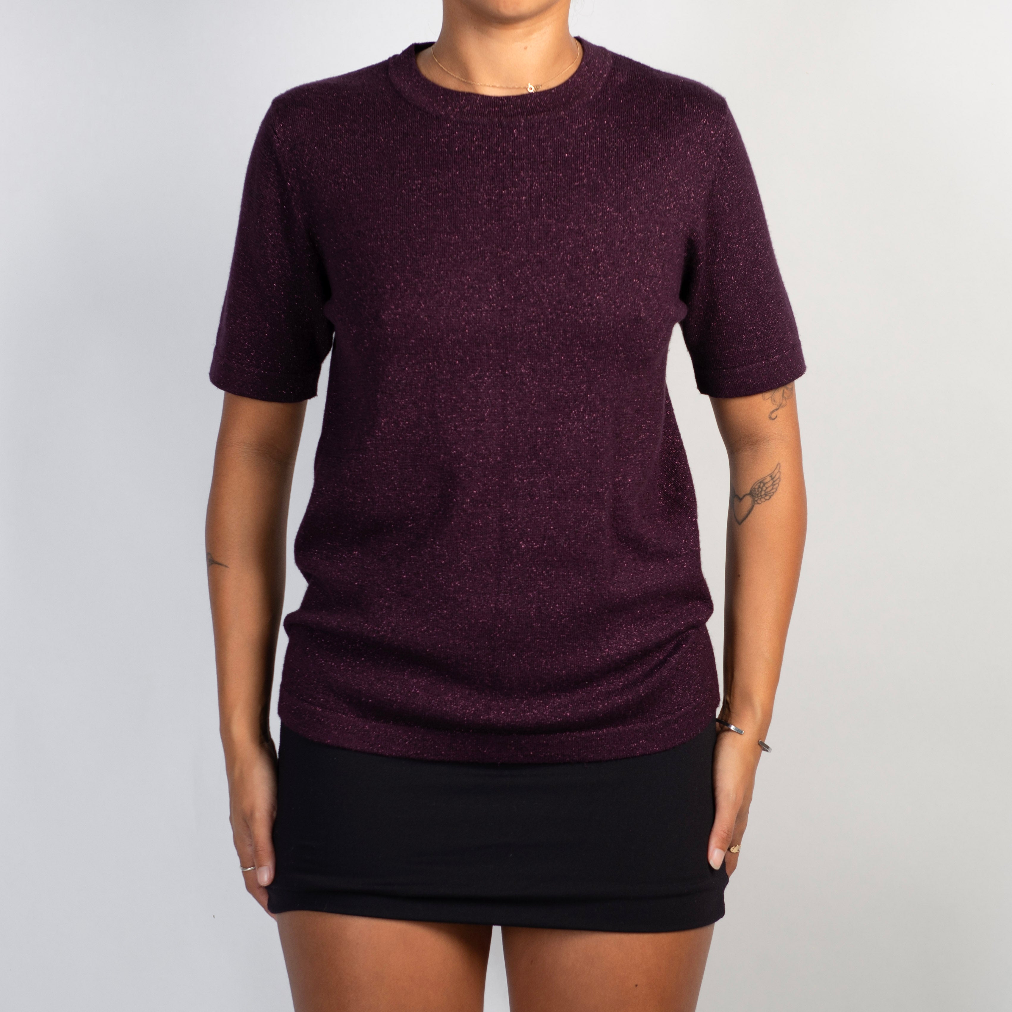 PLUM METALLIC KNIT TOP