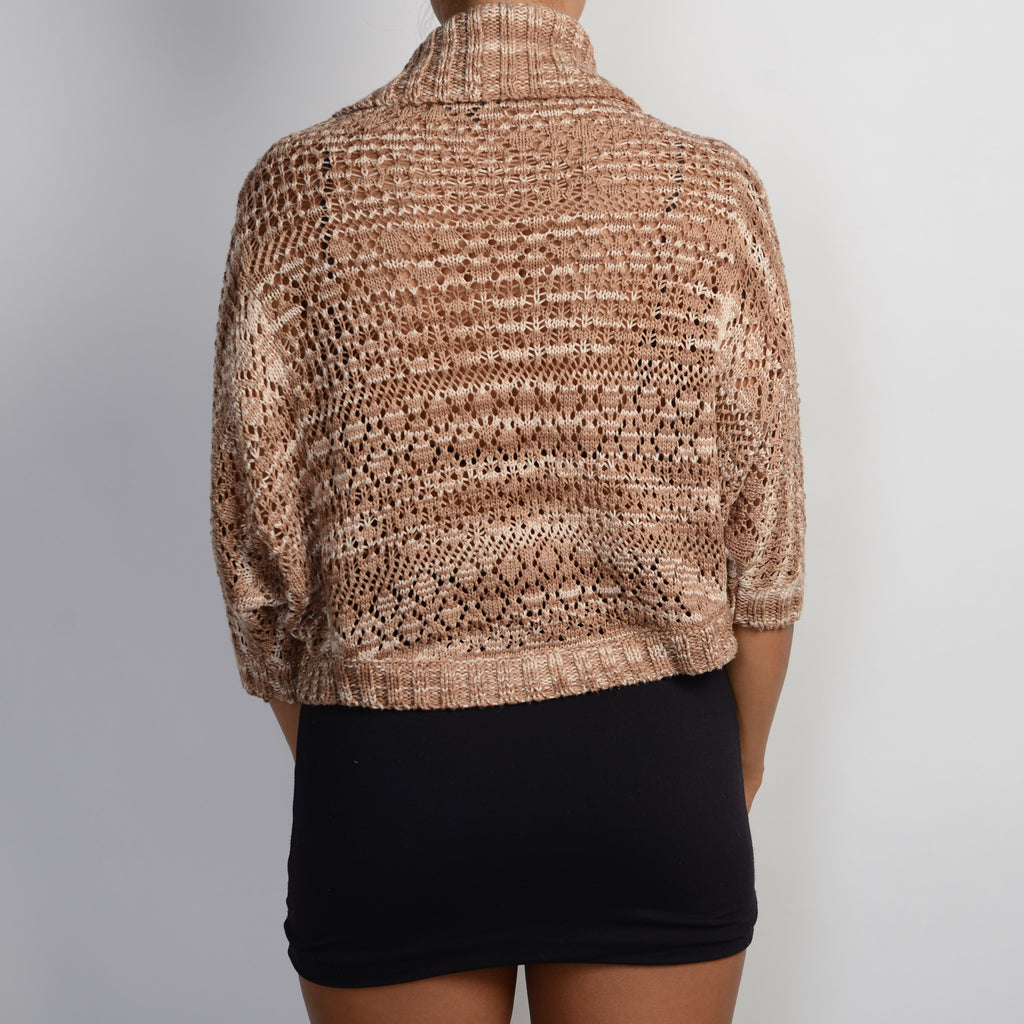 BROWN CROCHET CARDIGAN