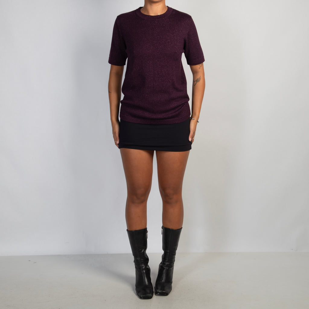 PLUM METALLIC KNIT TOP