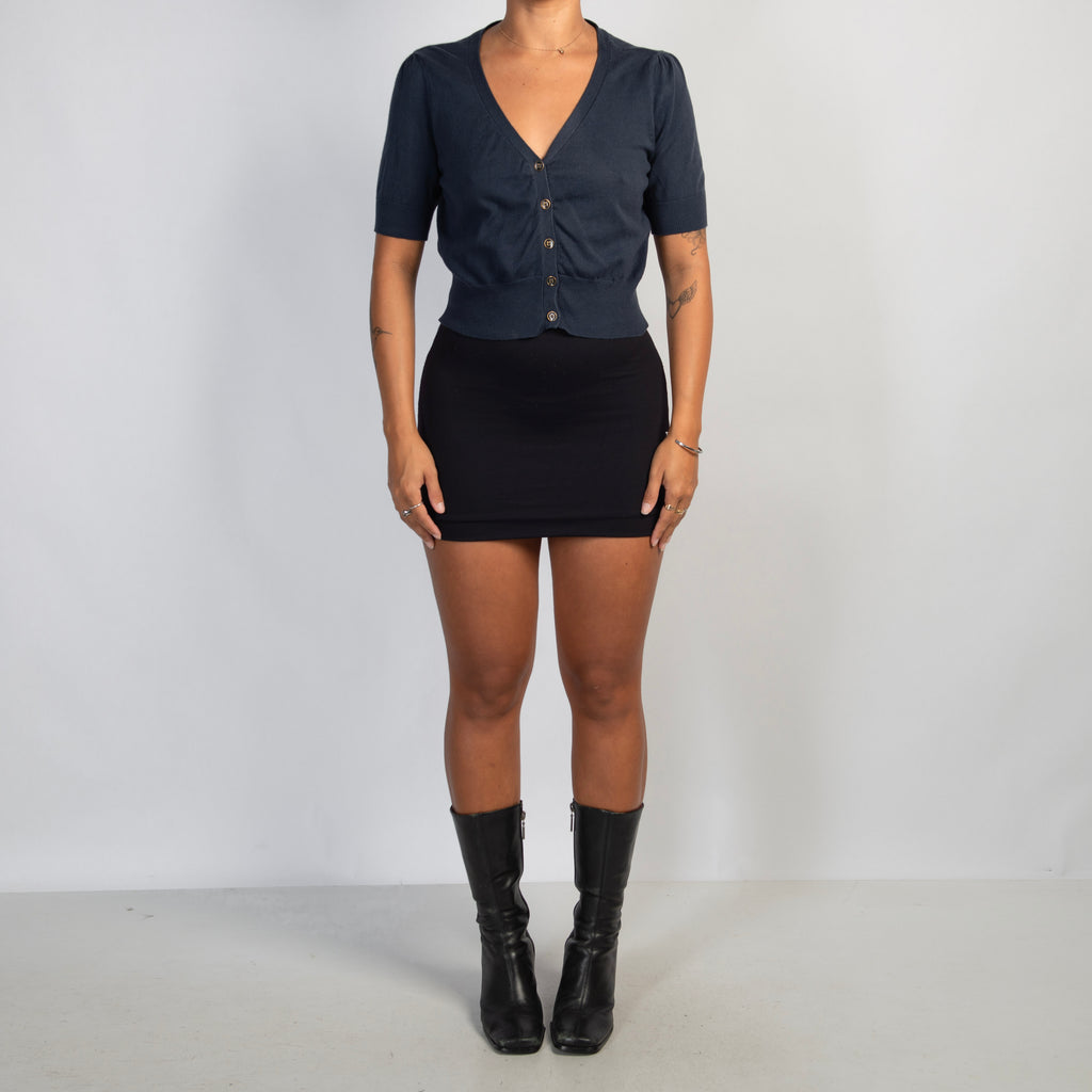 NAVY SHORT SLEEVE CARDIGAN