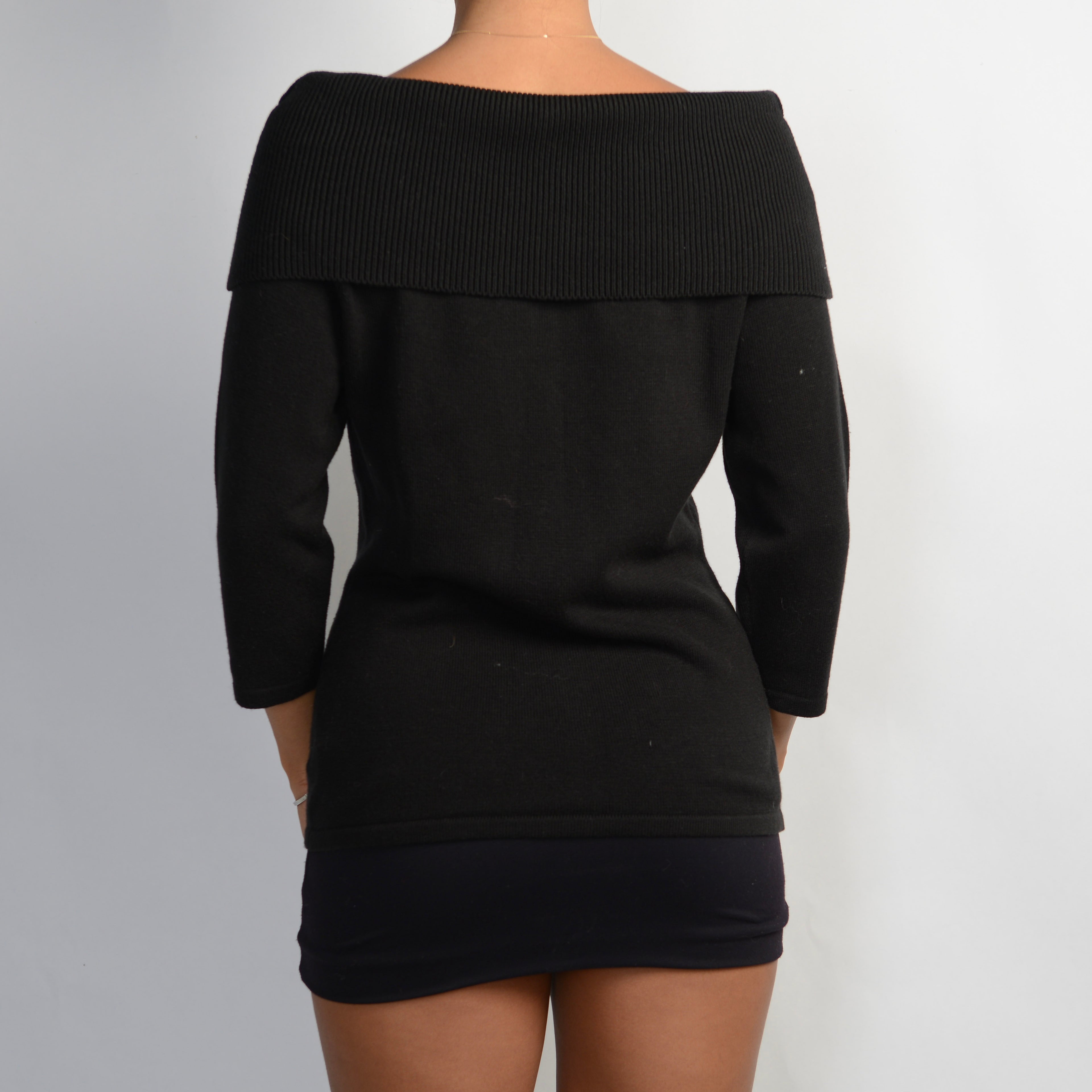 BLACK 3/4 SLEEVE KNIT TOP