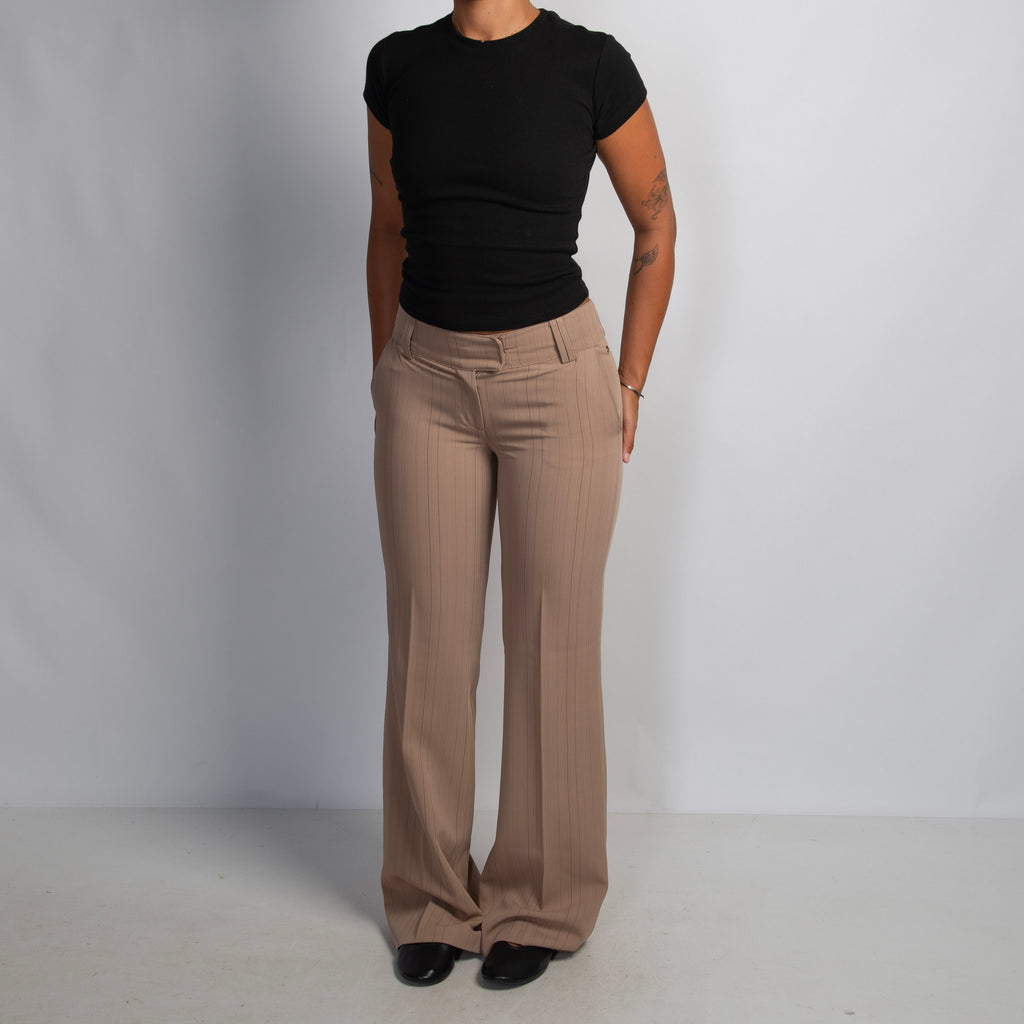 TAN STRIPE BOOTCUT PANTS