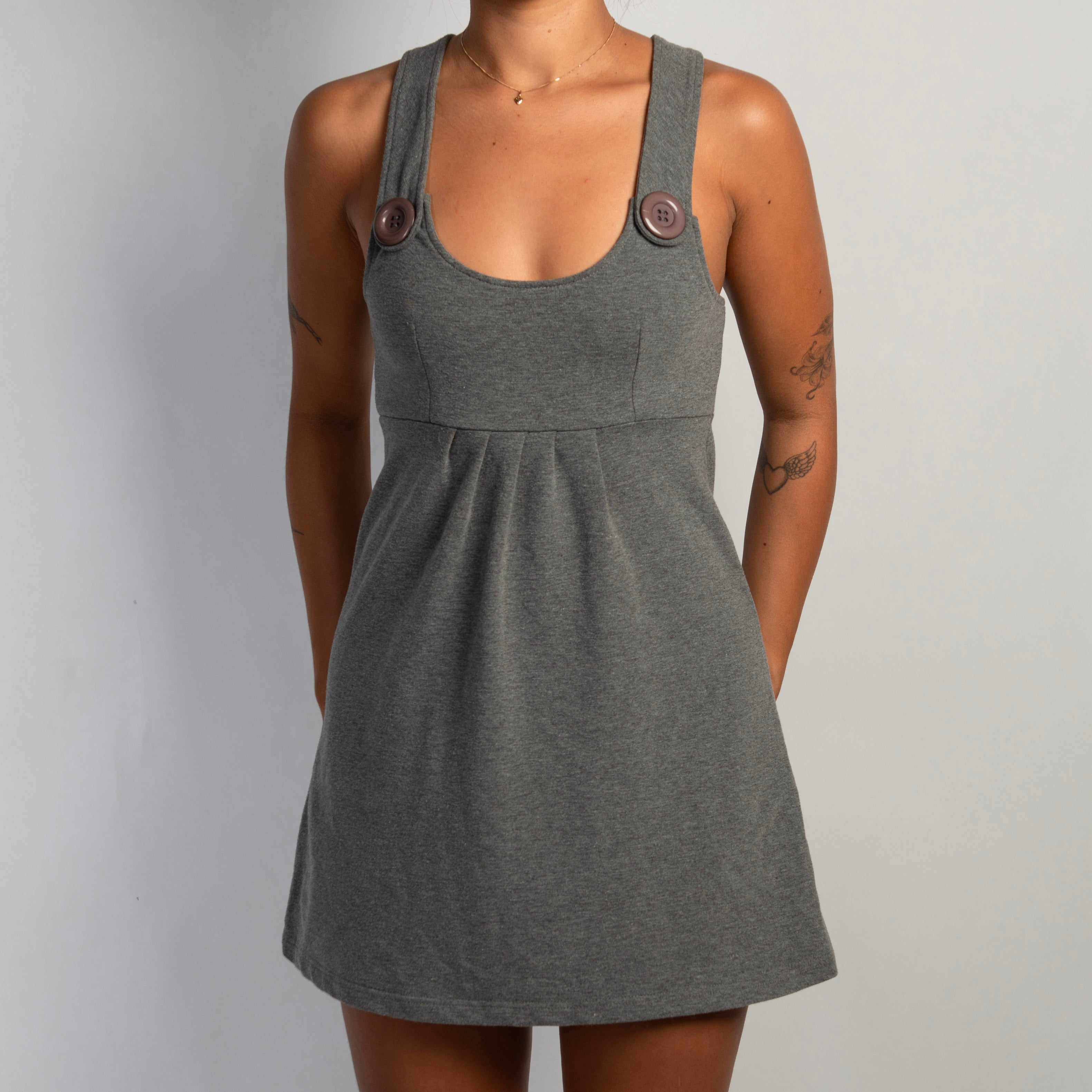 GREY PINAFORE DRESS