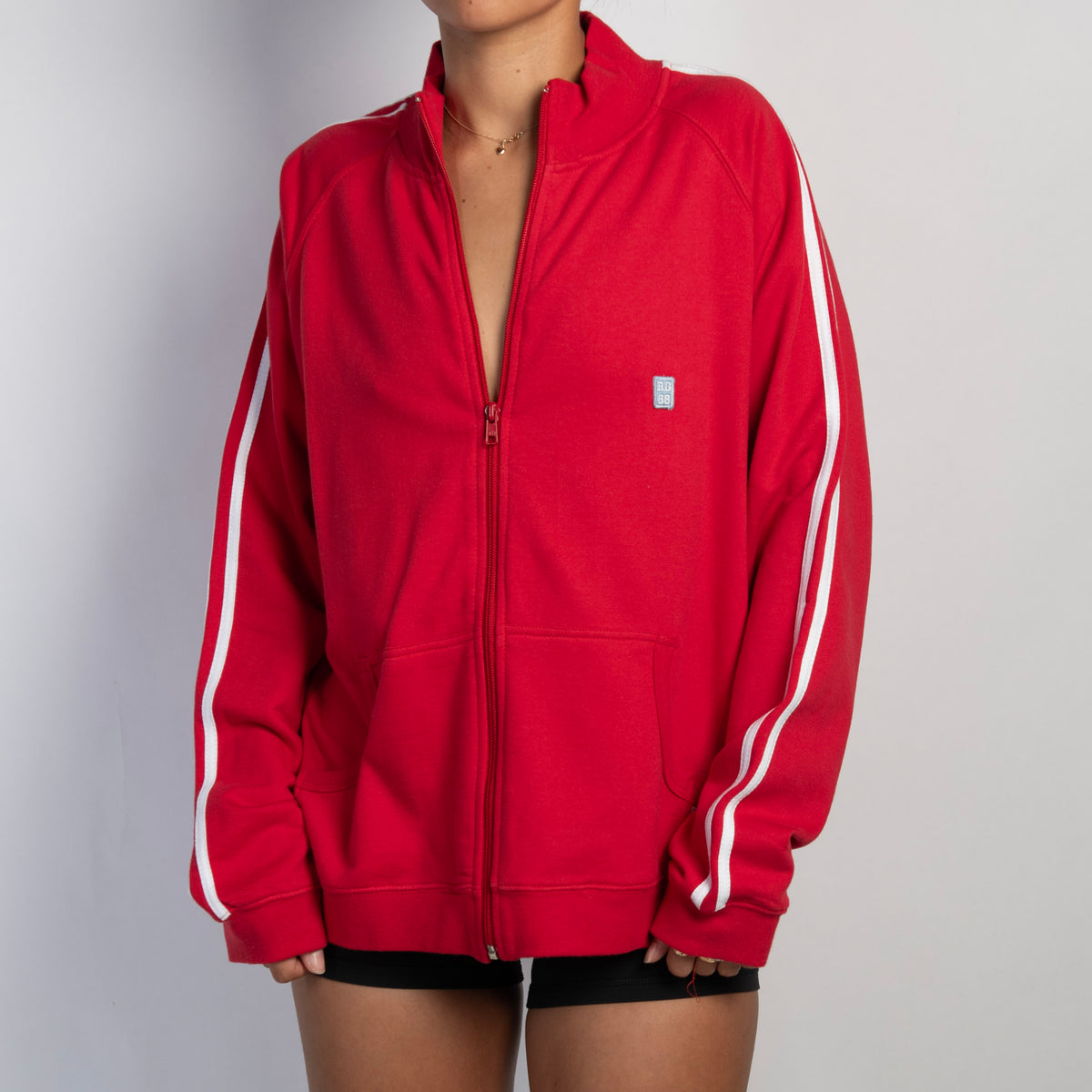 RED COTTON ZIP JACKET