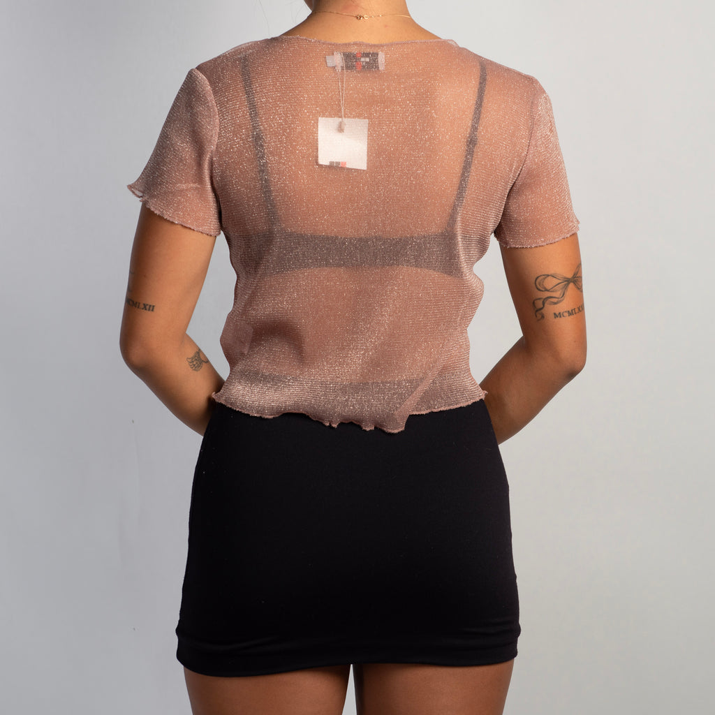 SHEER PINK MESH TOP