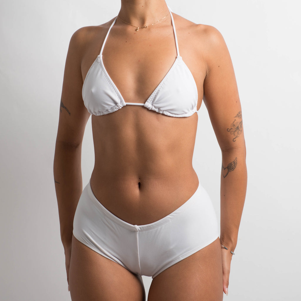 WHITE SWIM SHORTIES