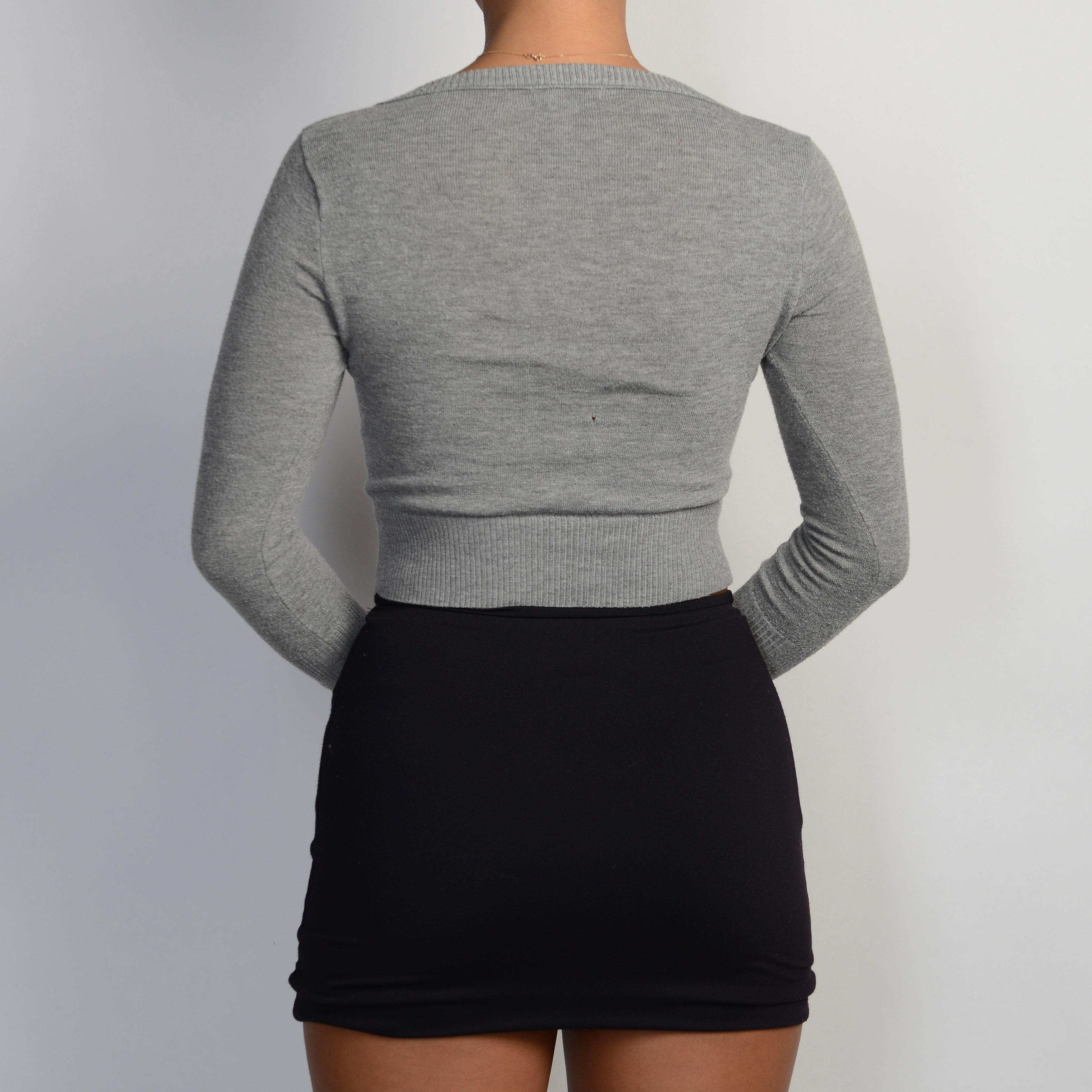 GREY CROP CARDIGAN