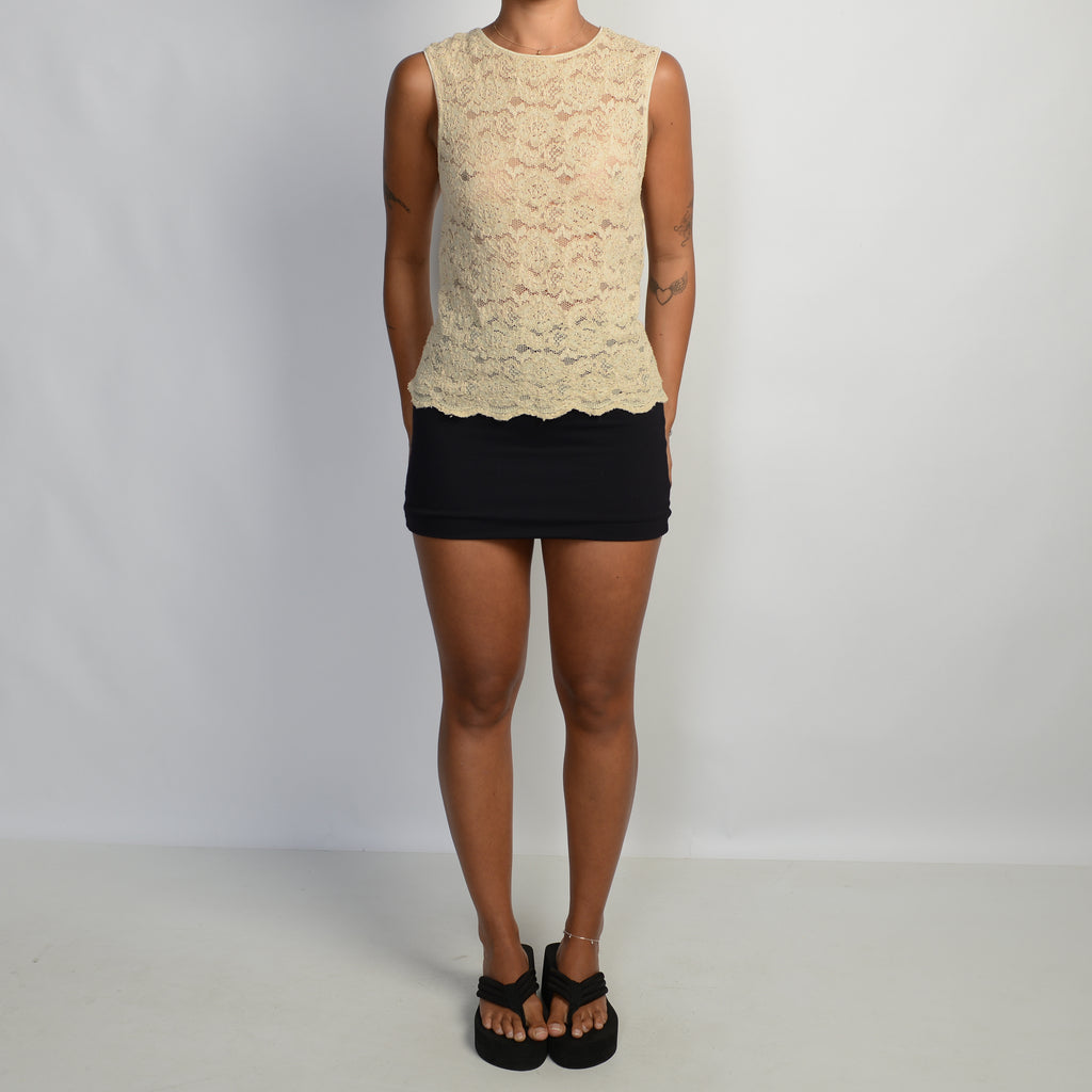 BEIGE STRETCH LACE TOP