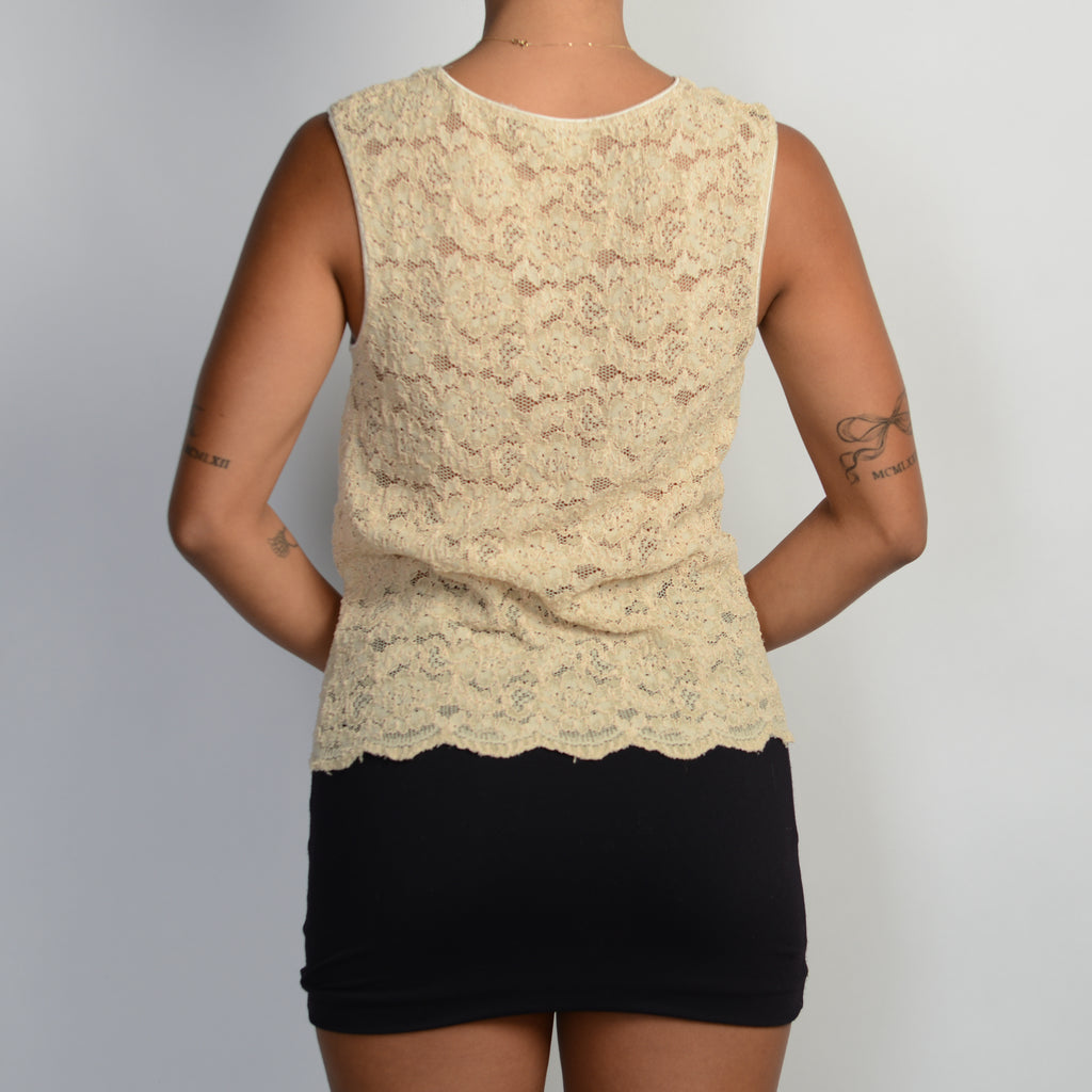 BEIGE STRETCH LACE TOP