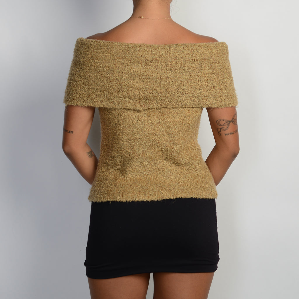 TAN KNIT SLEEVELESS TOP