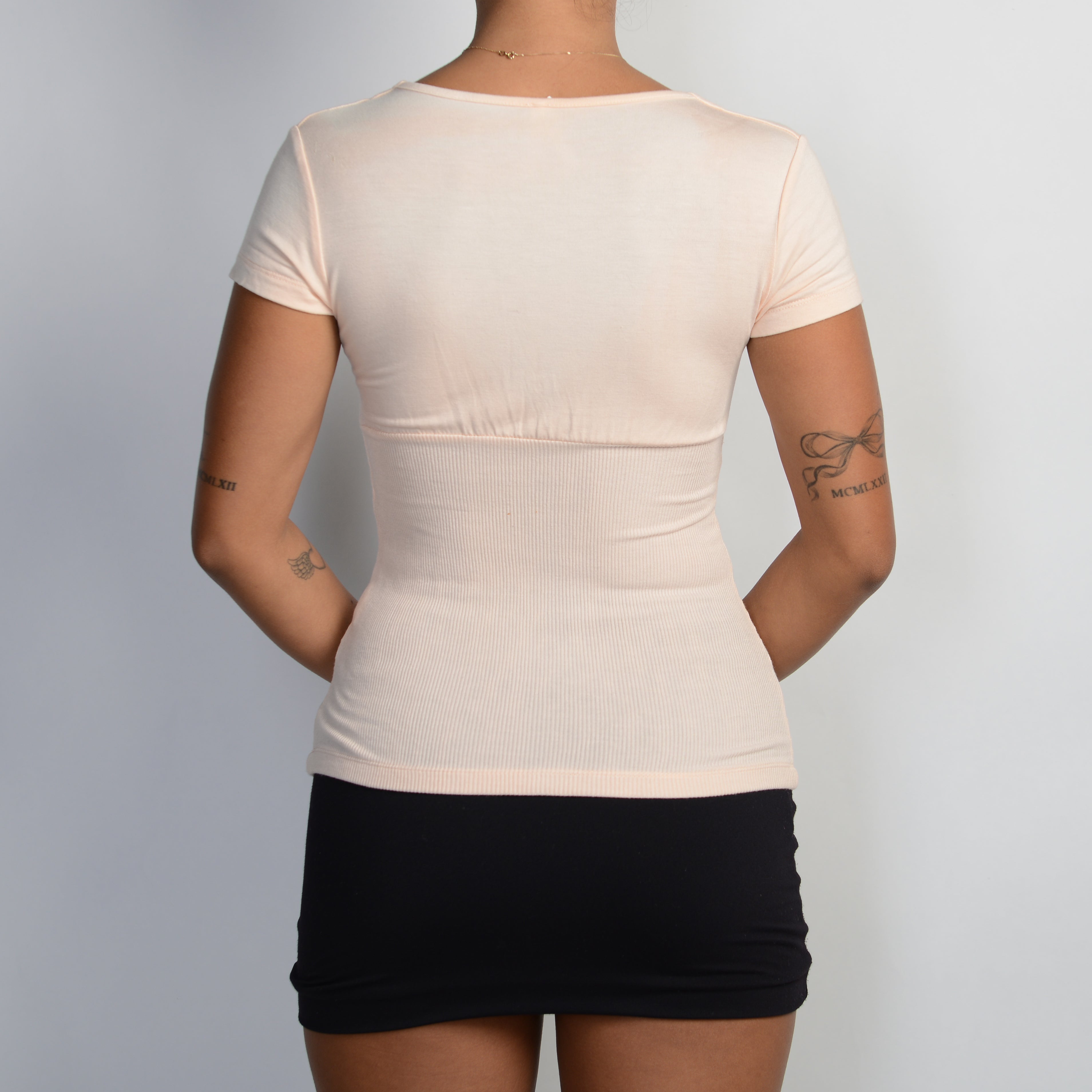 PINK STRETCH RIB TOP