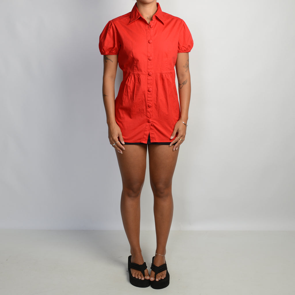 RED SHORT SLEEVE BLOUSE