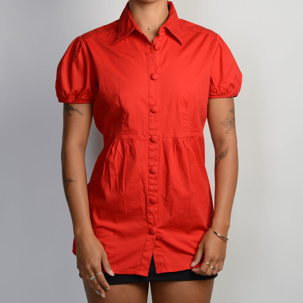 RED SHORT SLEEVE BLOUSE