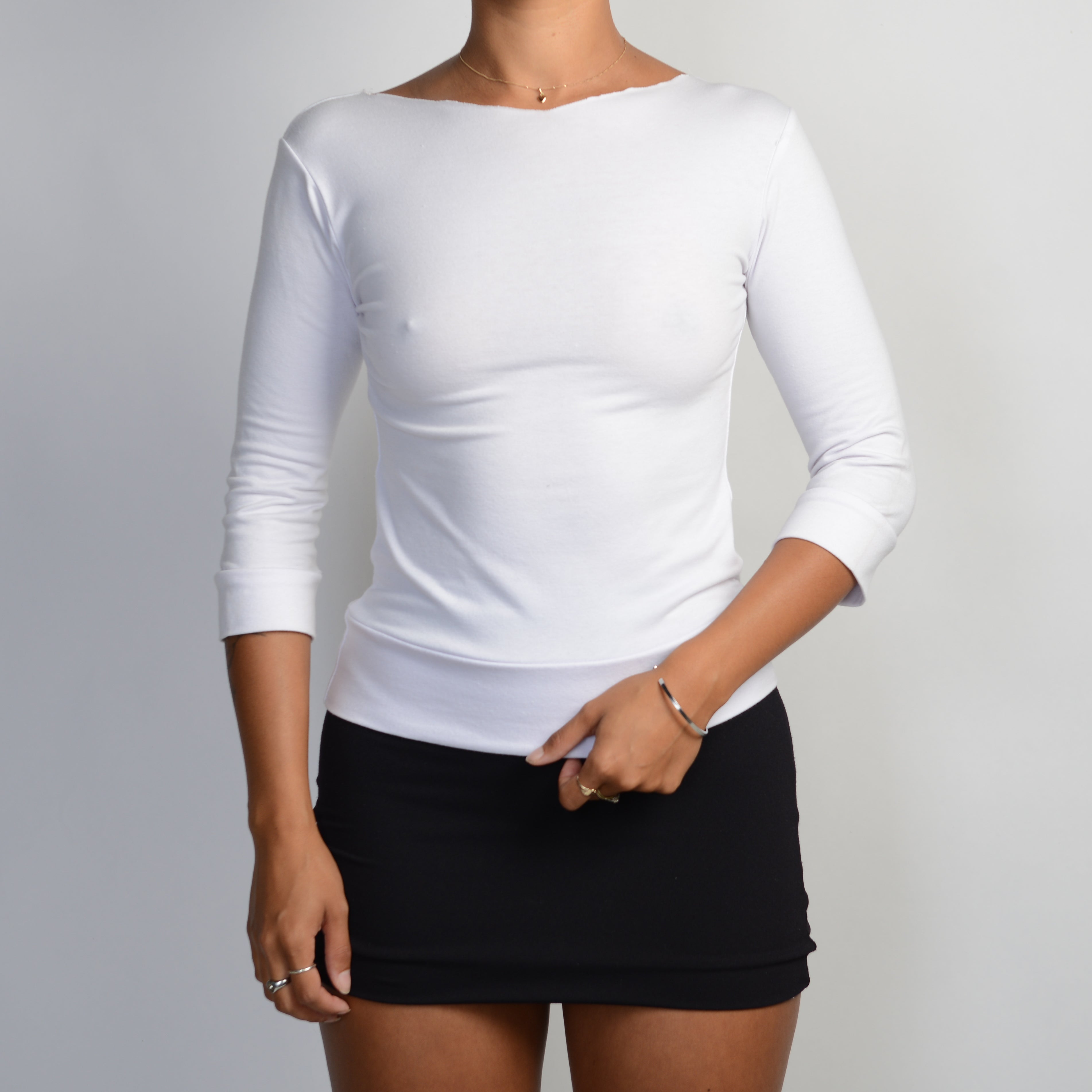 WHITE 3/4 SLEEVE TOP