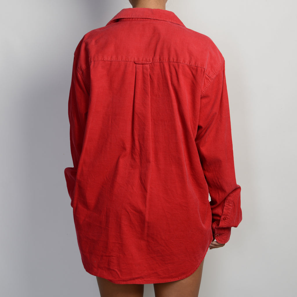 RED BUTTON UP SHIRT
