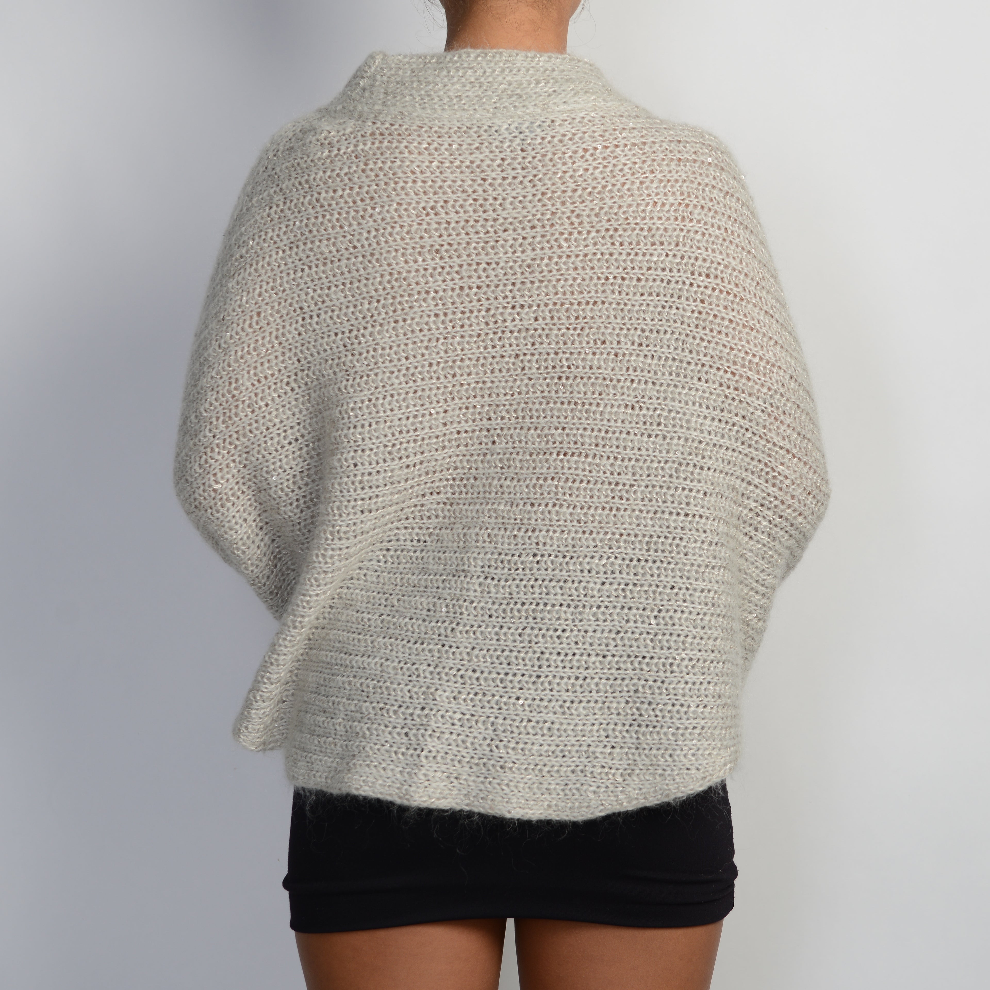 GREY KNIT BATWING SWEATER