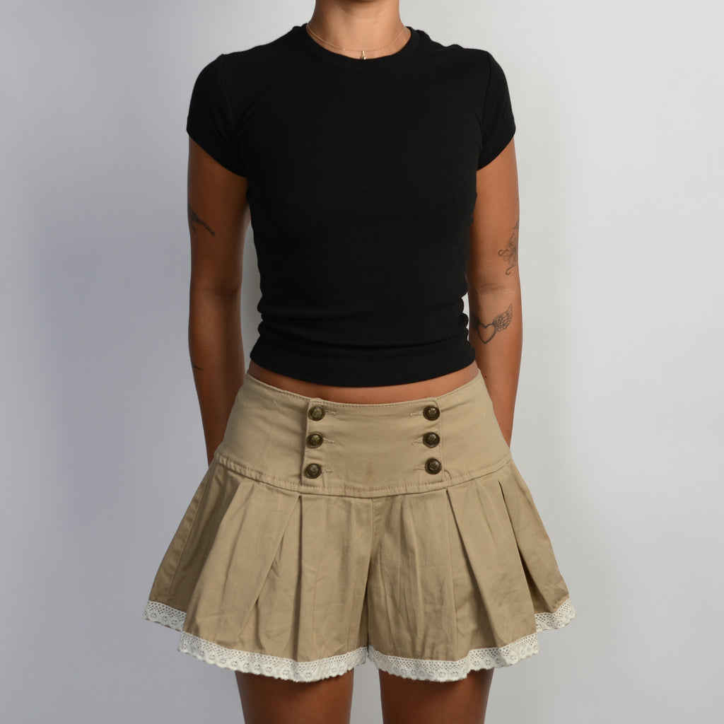 TAN PLEATED SHORTS