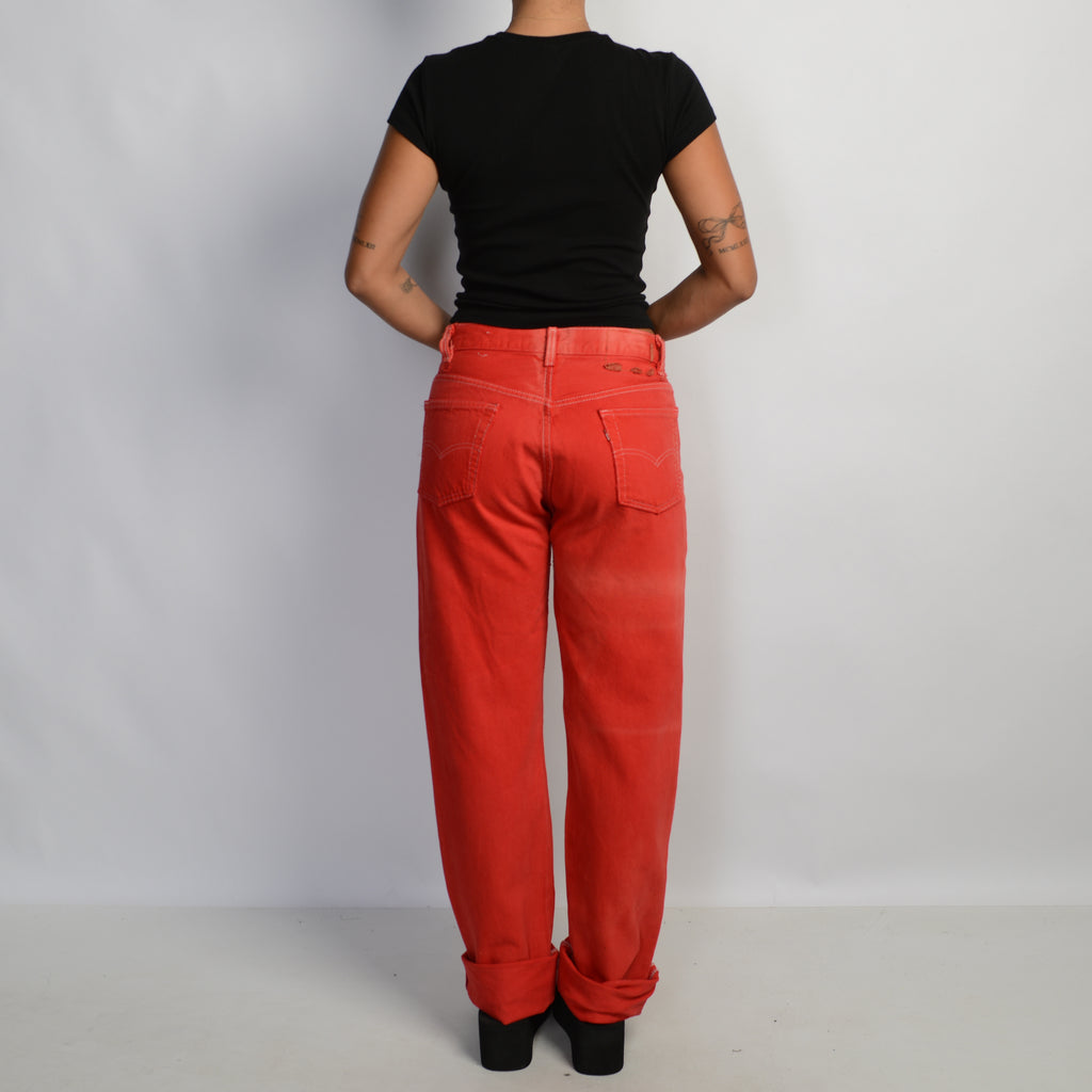 RED STRAIGHT LEG JEANS