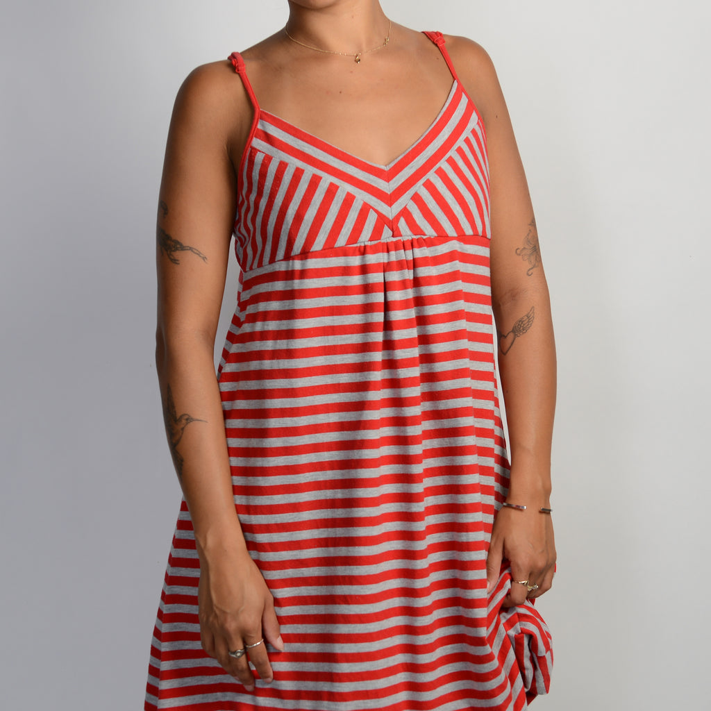 RED STRIPE BUBBLE DRESS
