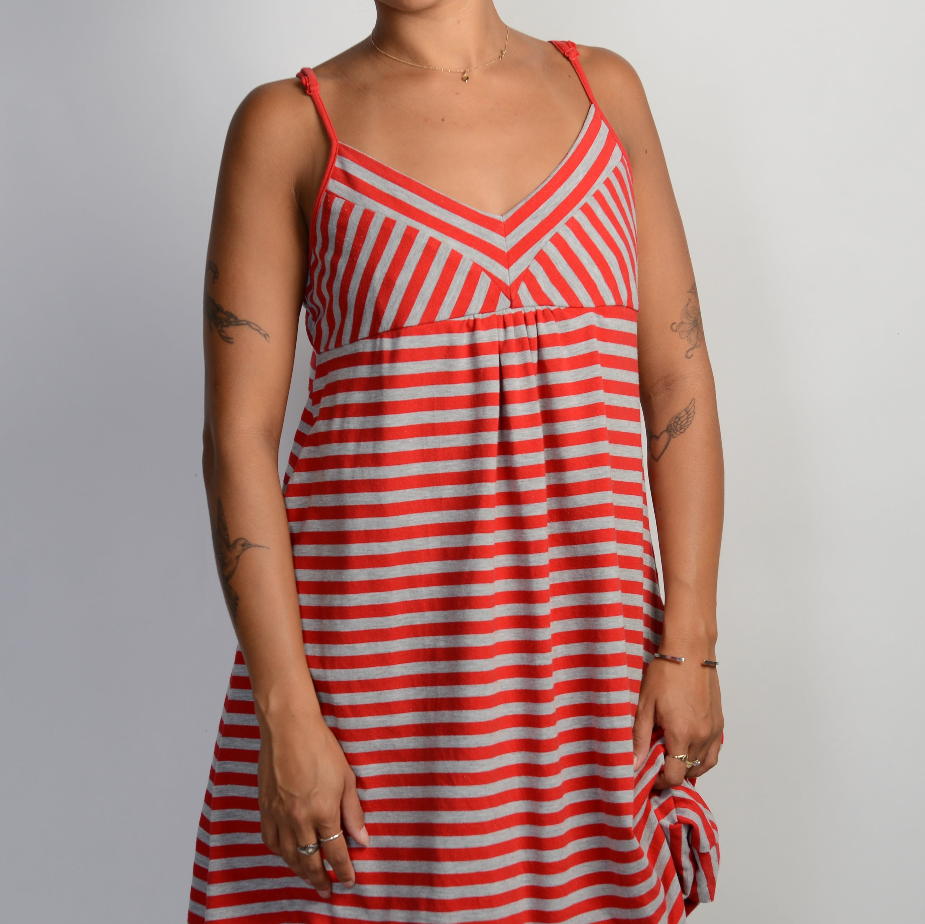 RED STRIPE BUBBLE DRESS