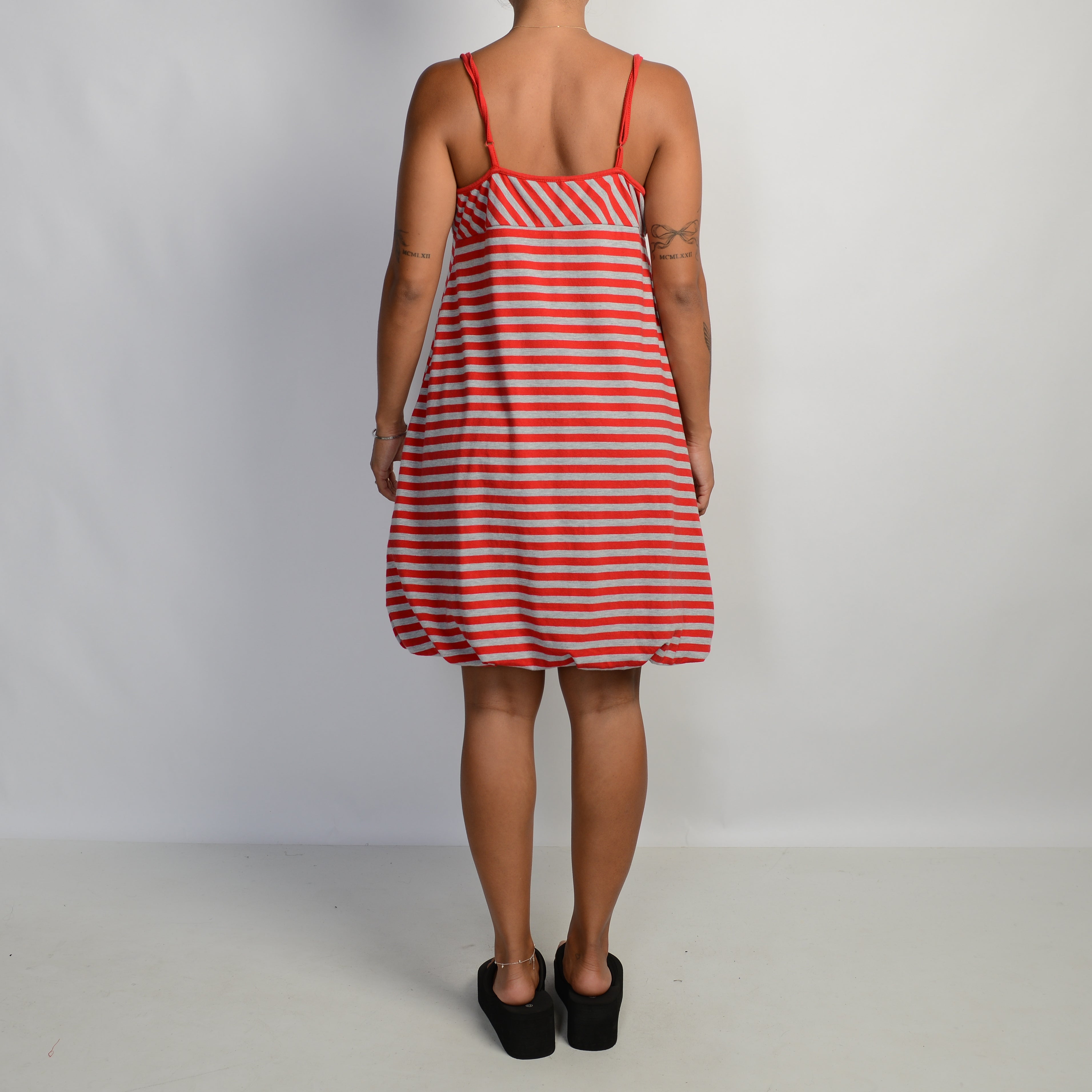 RED STRIPE BUBBLE DRESS