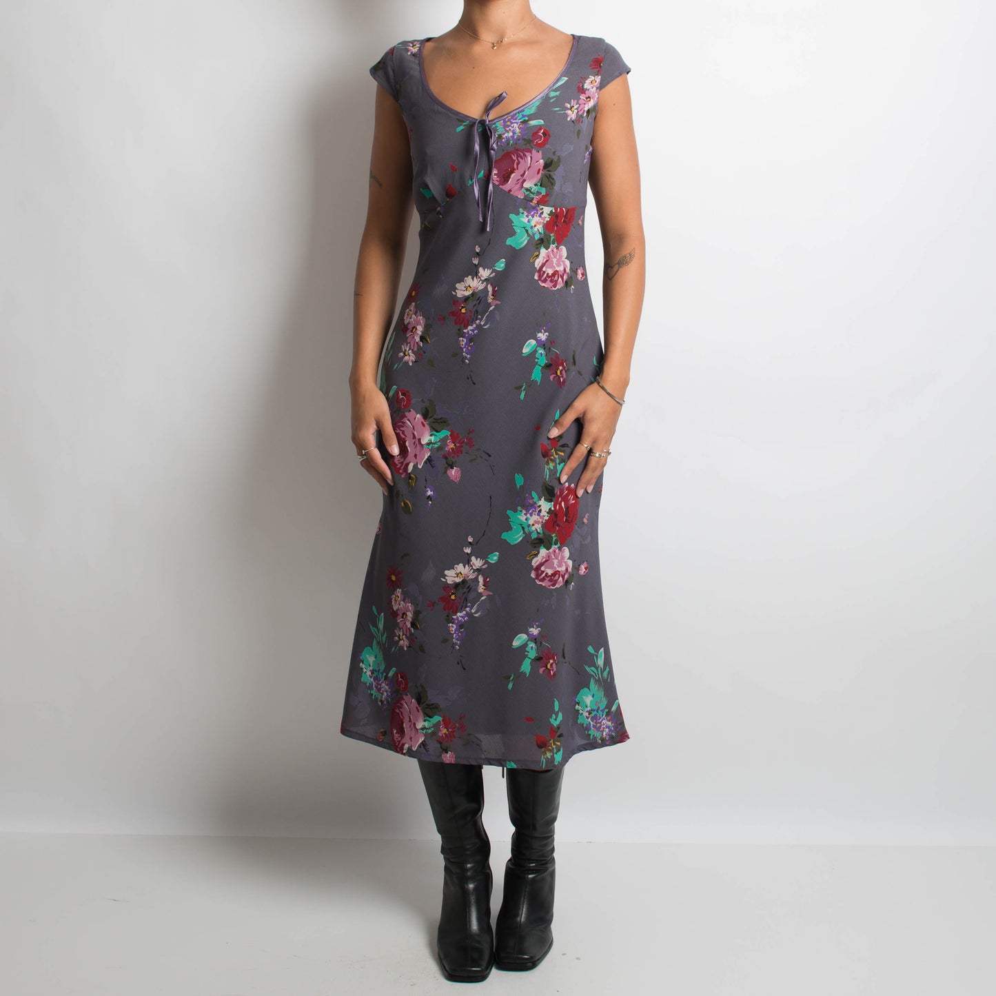 PURPLE FLORAL MIDI DRESS