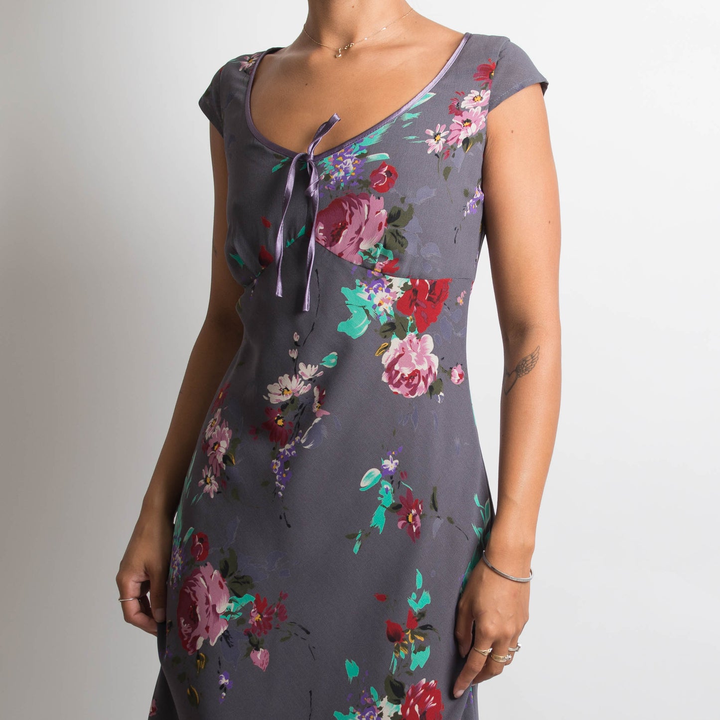 PURPLE FLORAL MIDI DRESS