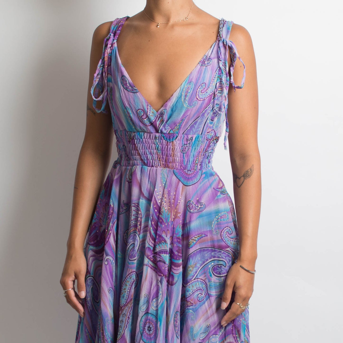 PURPLE PATTERNED MIDI DRESS