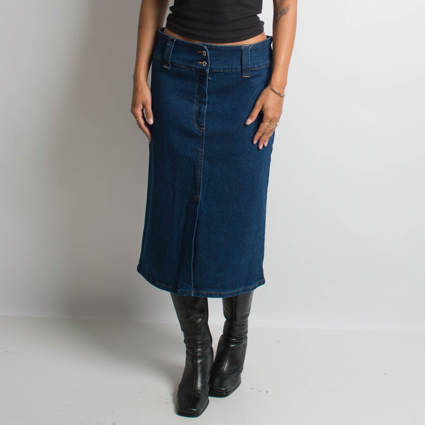 JUPE MIDI EN DENIM FONCÉ