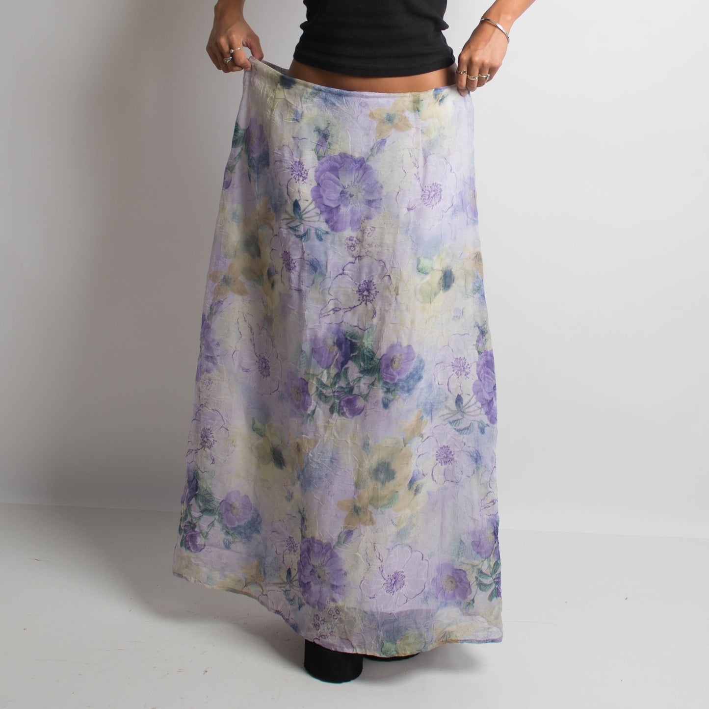 PURPLE FLORAL MAXI SKIRT