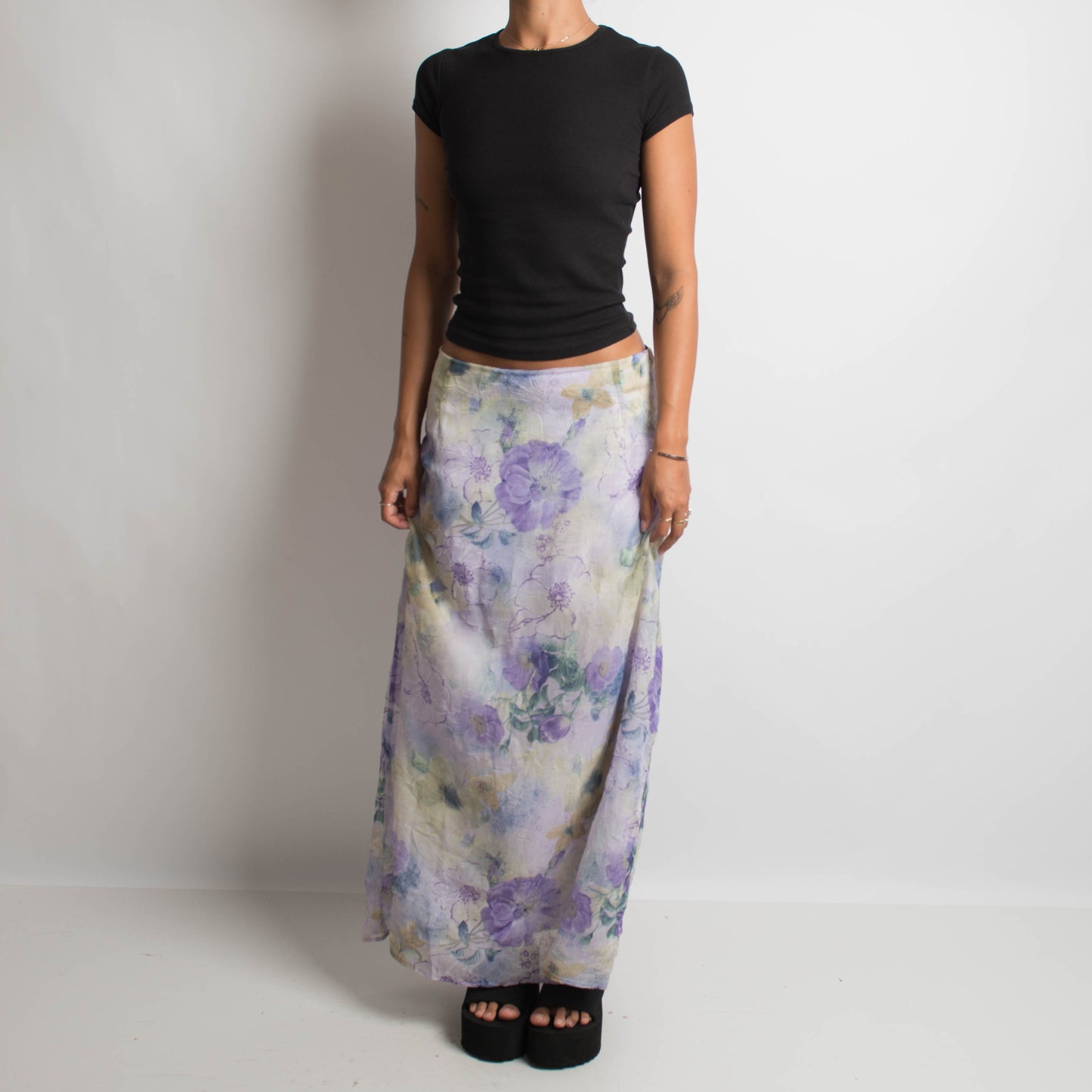 PURPLE FLORAL MAXI SKIRT