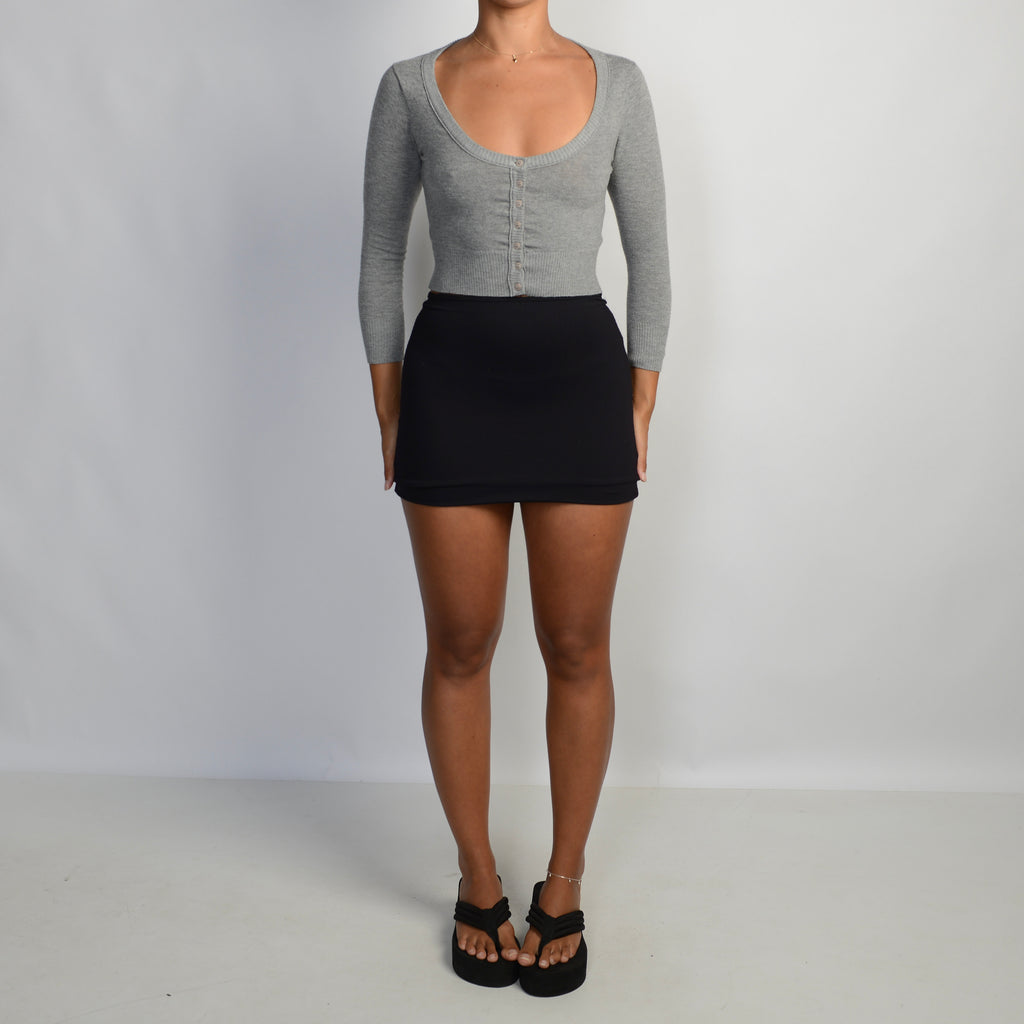 GREY CROP CARDIGAN