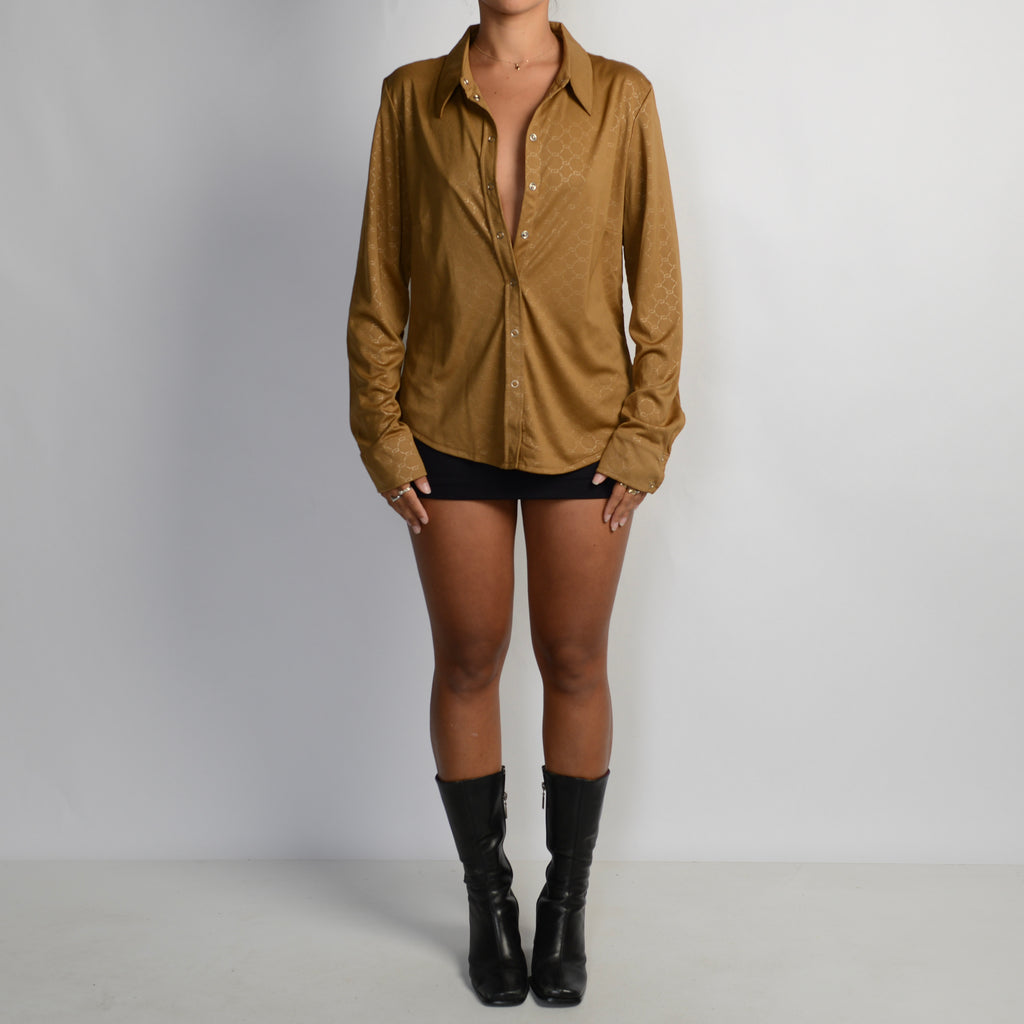 BROWN STRETCH BLOUSE