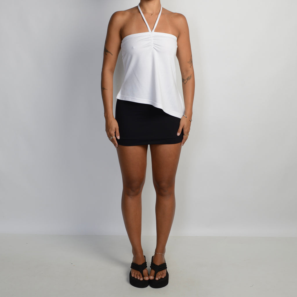 WHITE HALTER TOP