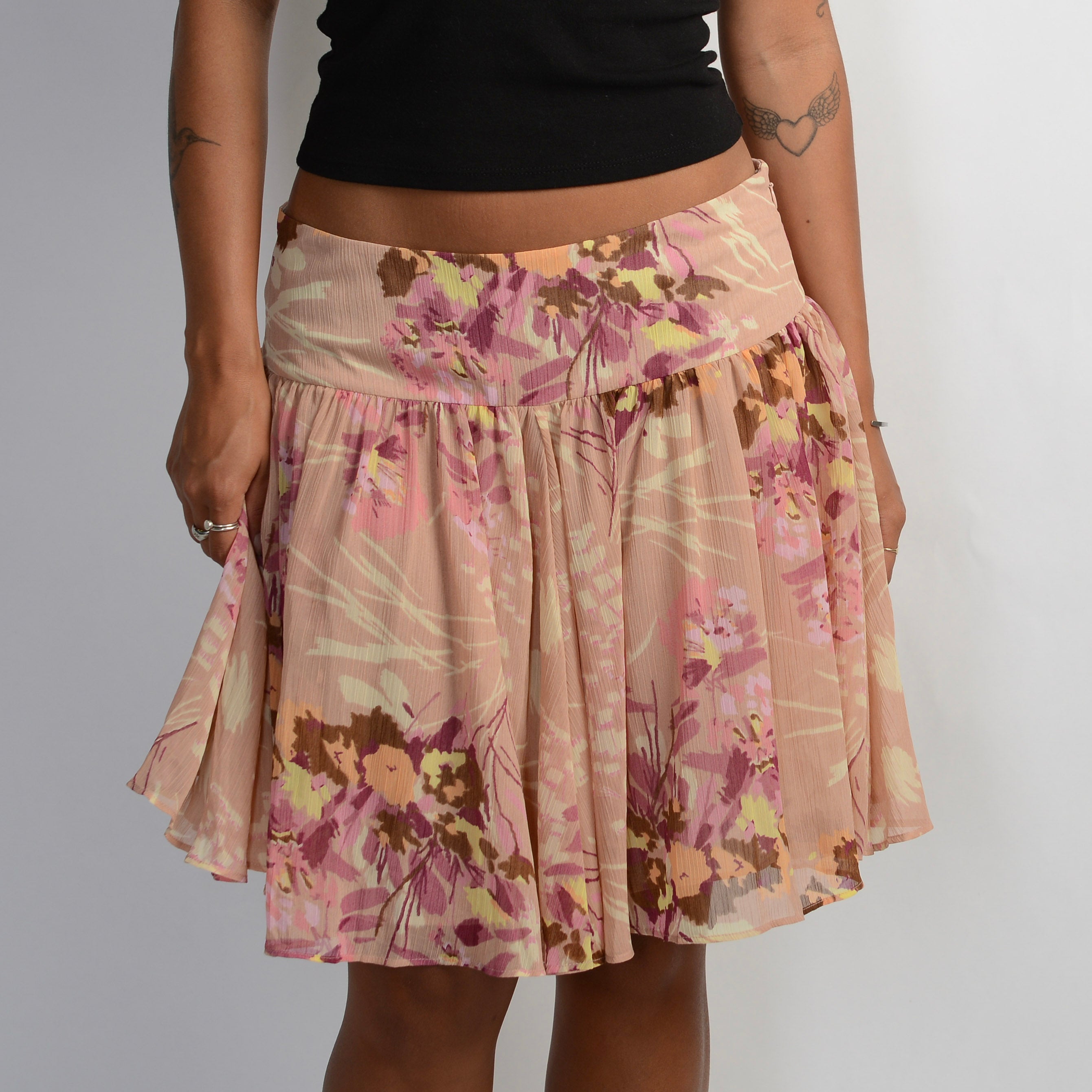 PINK FLORAL SKIRT