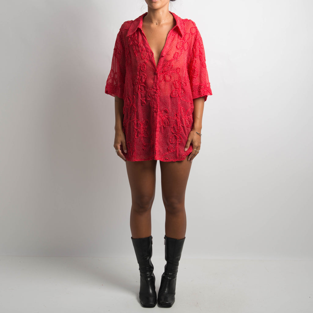 TEXTURED POLKA DOT TOP