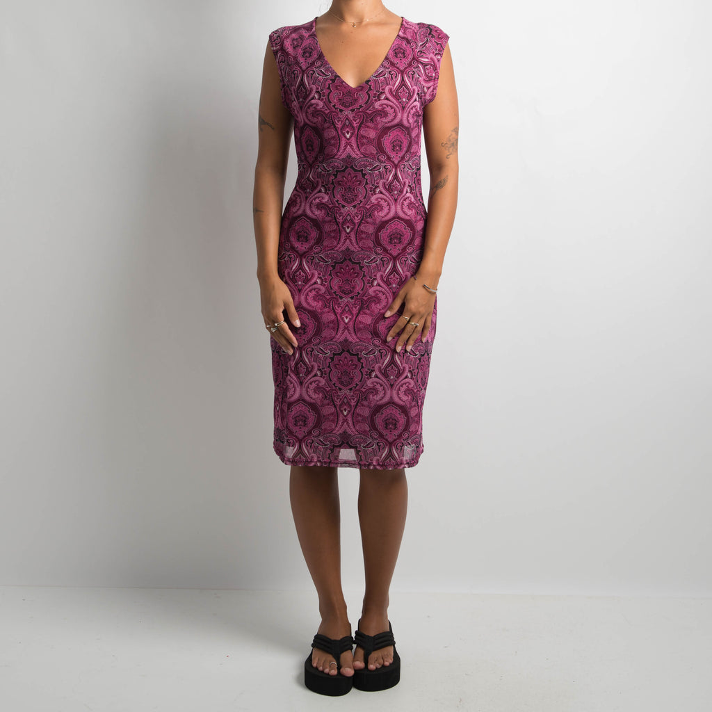 PAISLEY MESH MIDI DRESS
