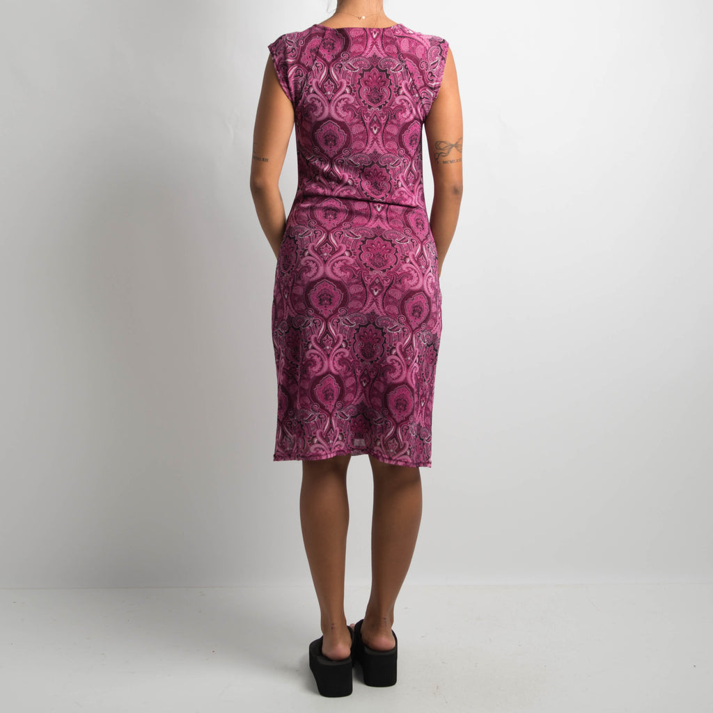 PAISLEY MESH MIDI DRESS