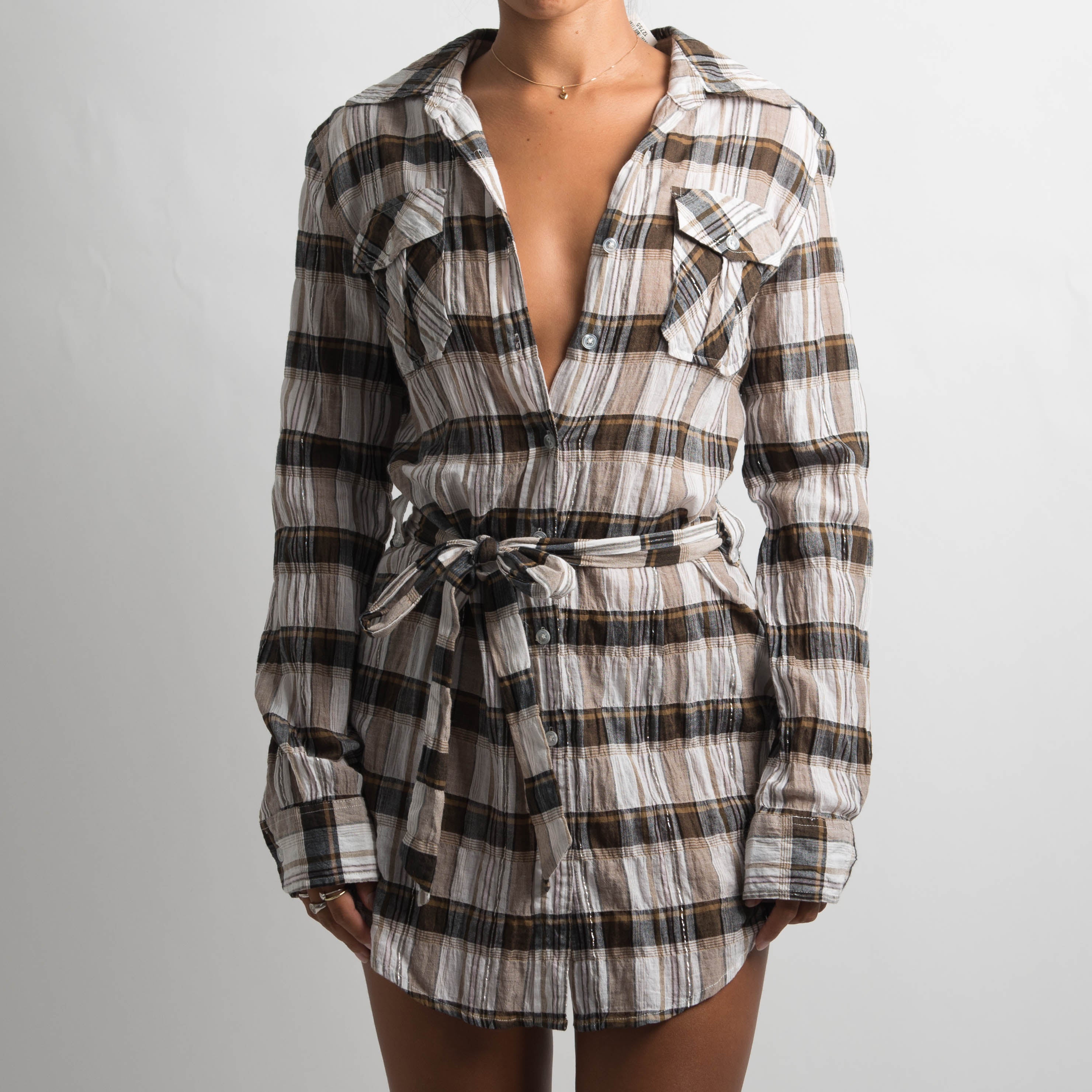 PLAID BUTTON UP DRESS