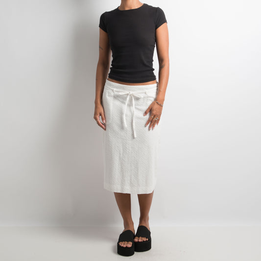 WHITE BRODERIE MIDI SKIRT