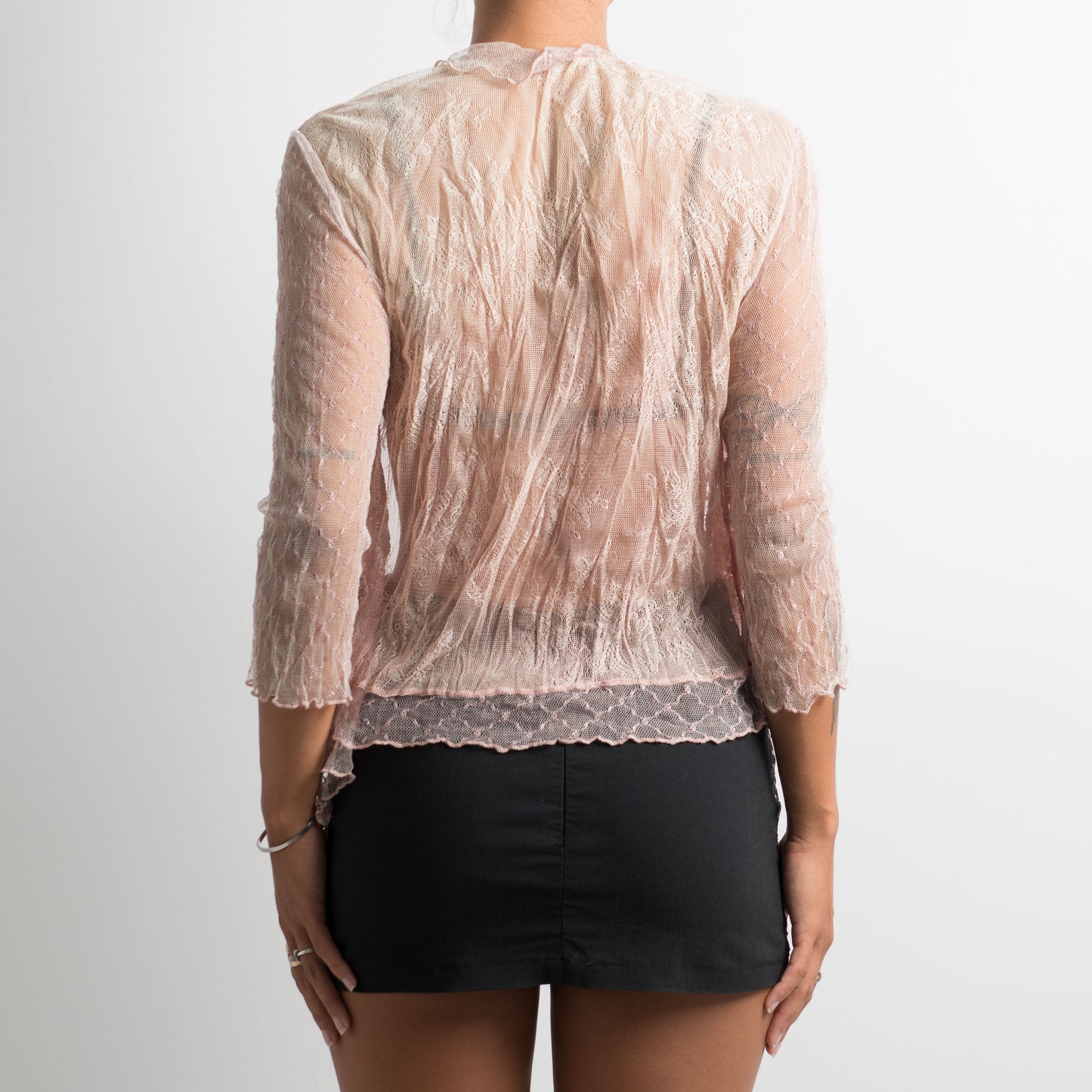 SHEER PINK TIE FRONT TOP