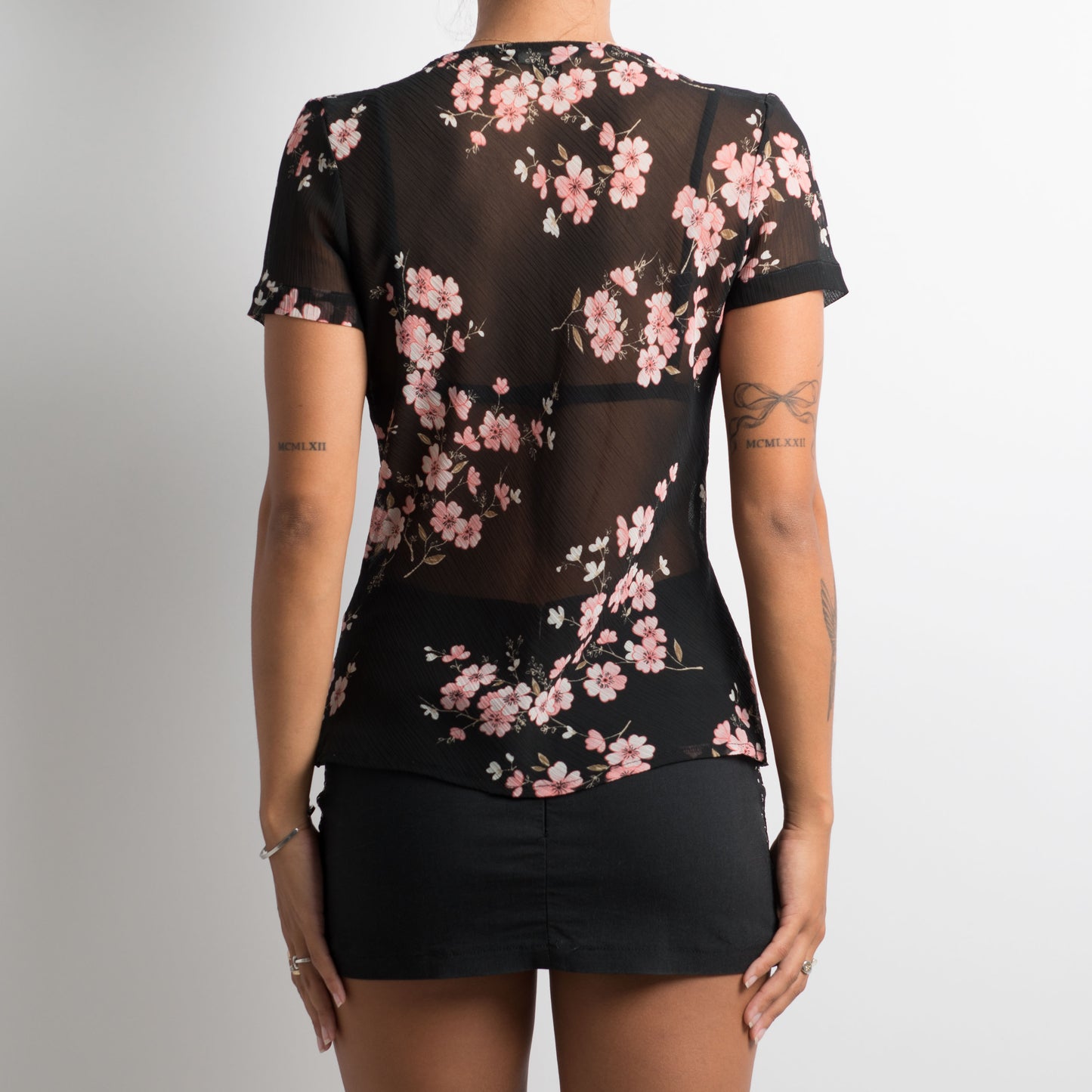 BLACK SHEER FLORAL TOP