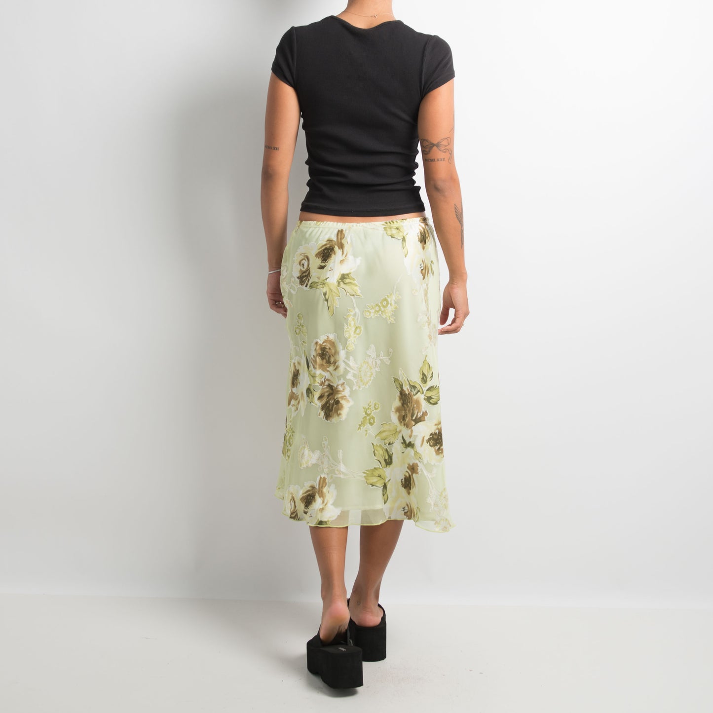 GREEN FLORAL SKIRT