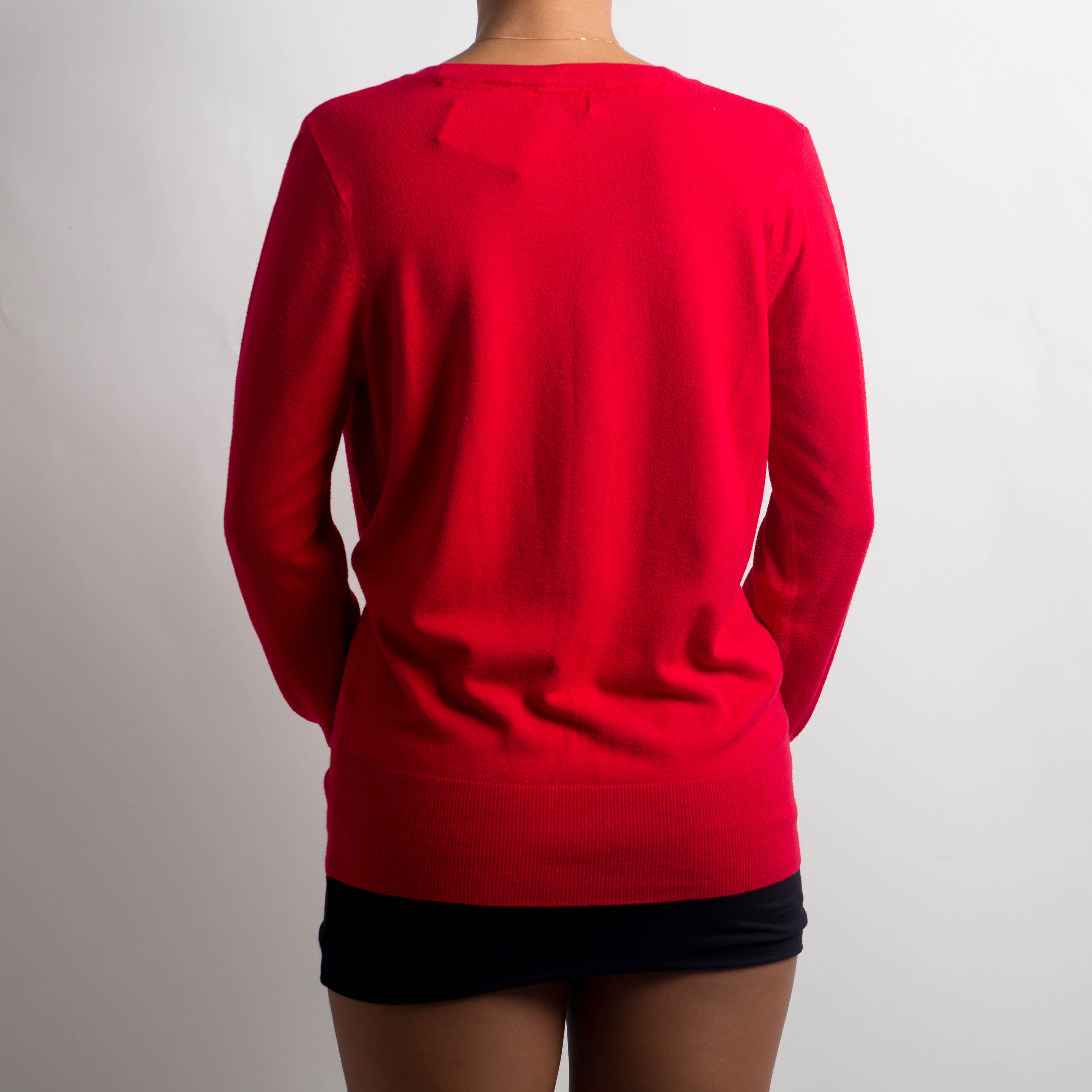 CLASSIC RED KNIT CARDIGAN