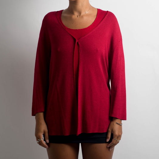 RED KNIT TWIN SET